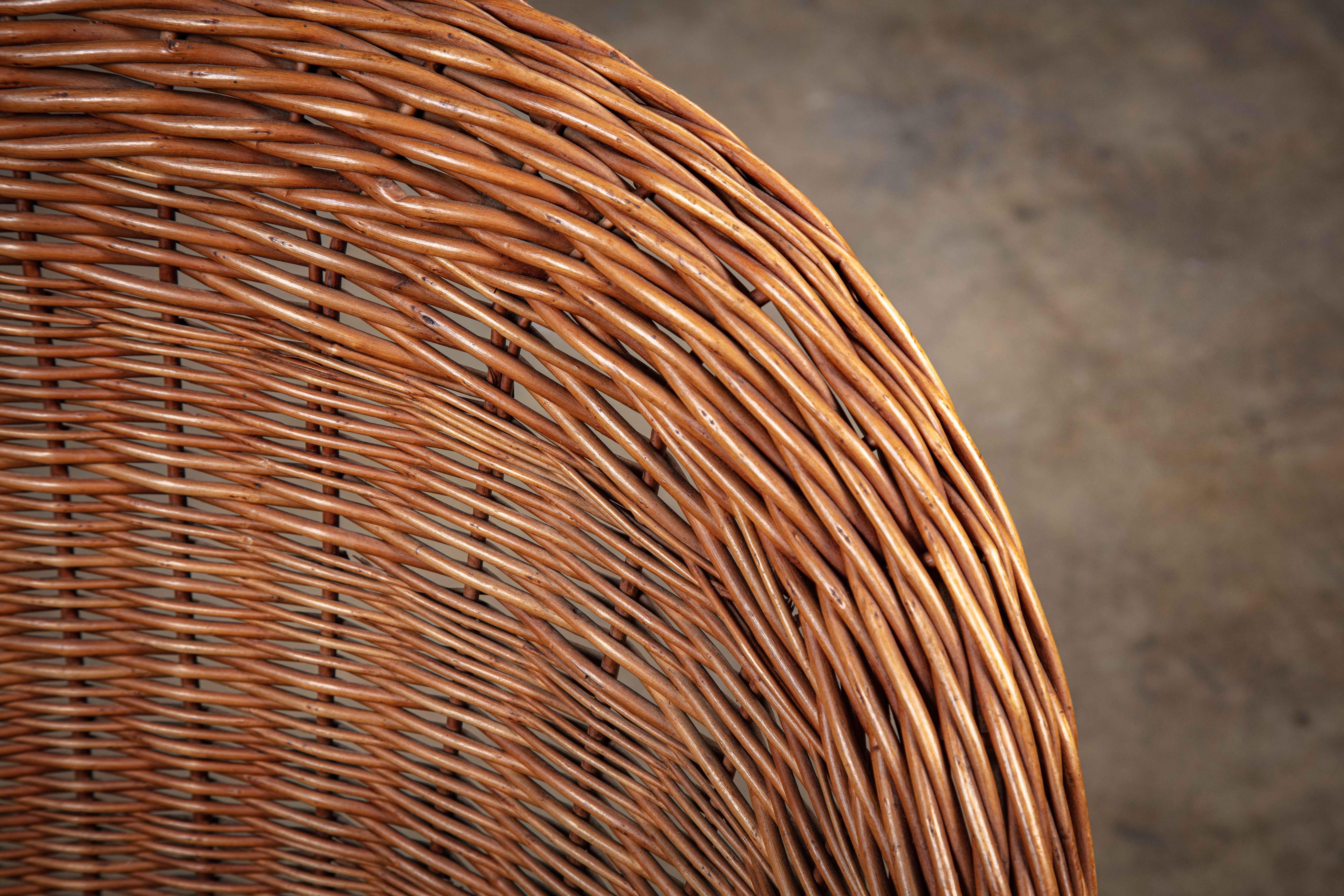 Pair of French Rattan Barrel Chairs 1