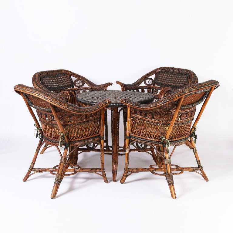 Pair of French Rattan Cafe Chairs For Sale at 1stDibs