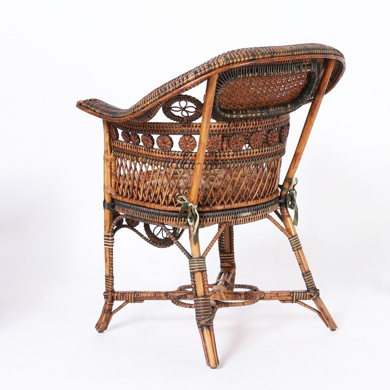 Pair of French Rattan Cafe Chairs For Sale at 1stDibs
