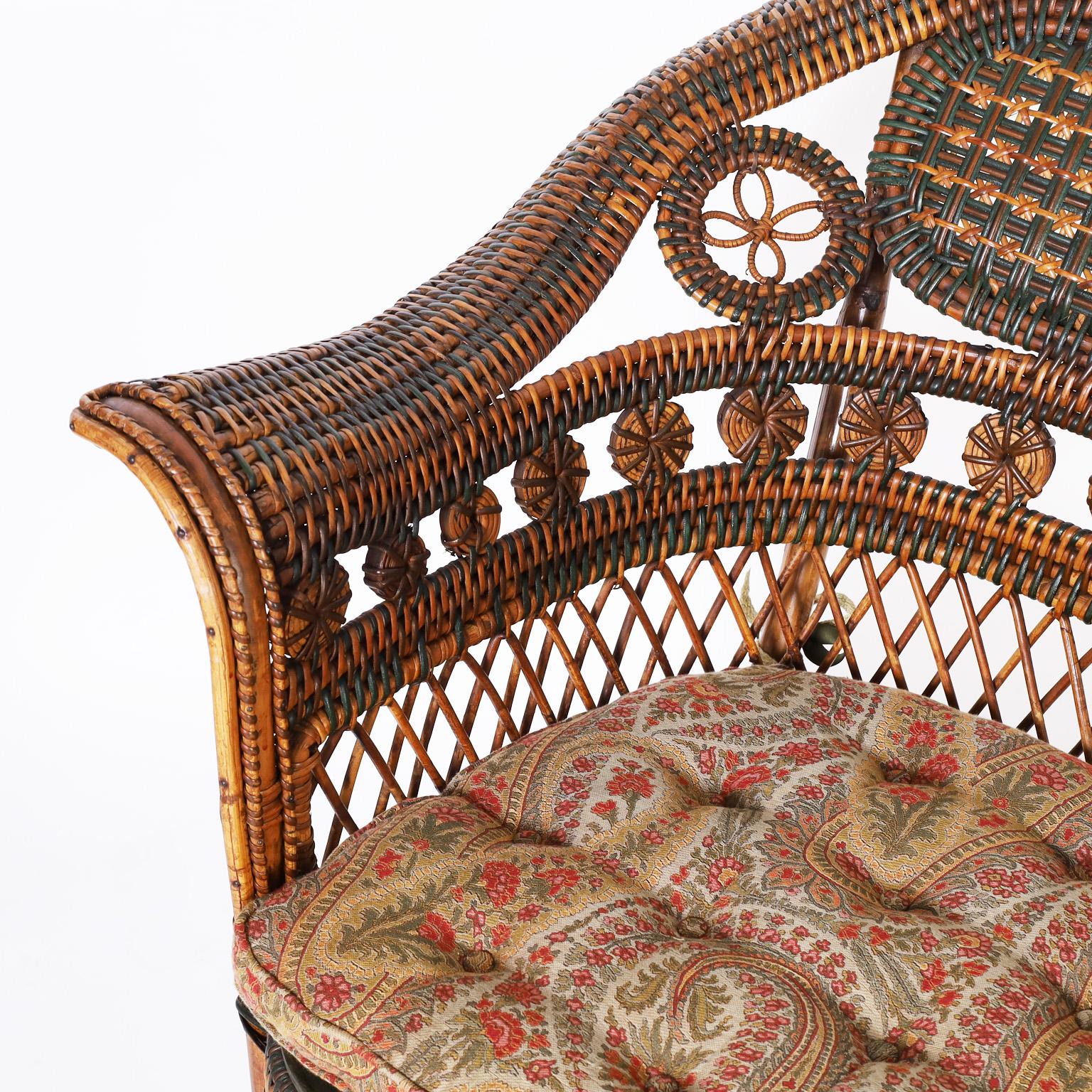 20th Century Pair of French Rattan Cafe Chairs For Sale