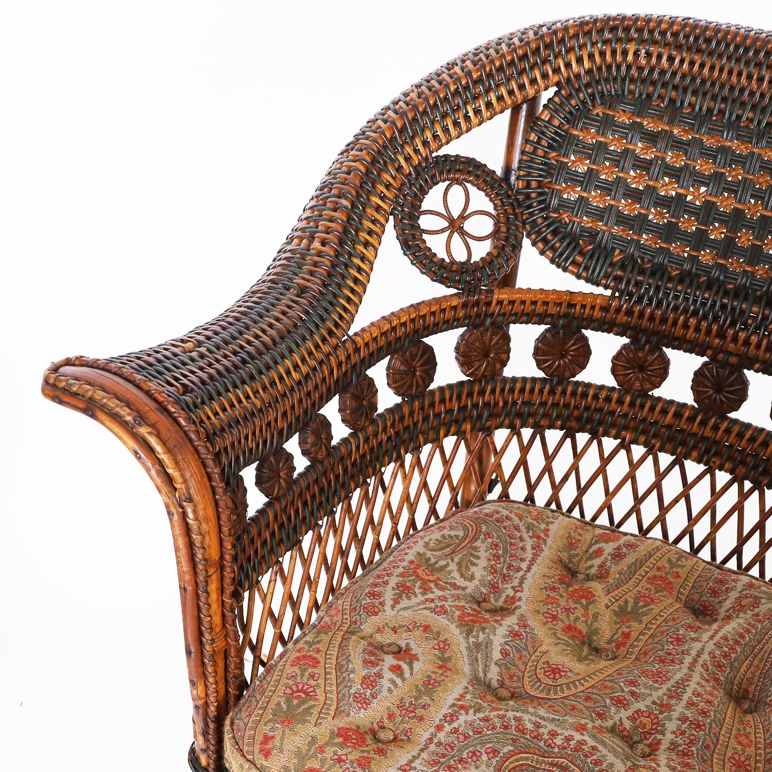 20th Century Pair of French Rattan Cafe Chairs For Sale