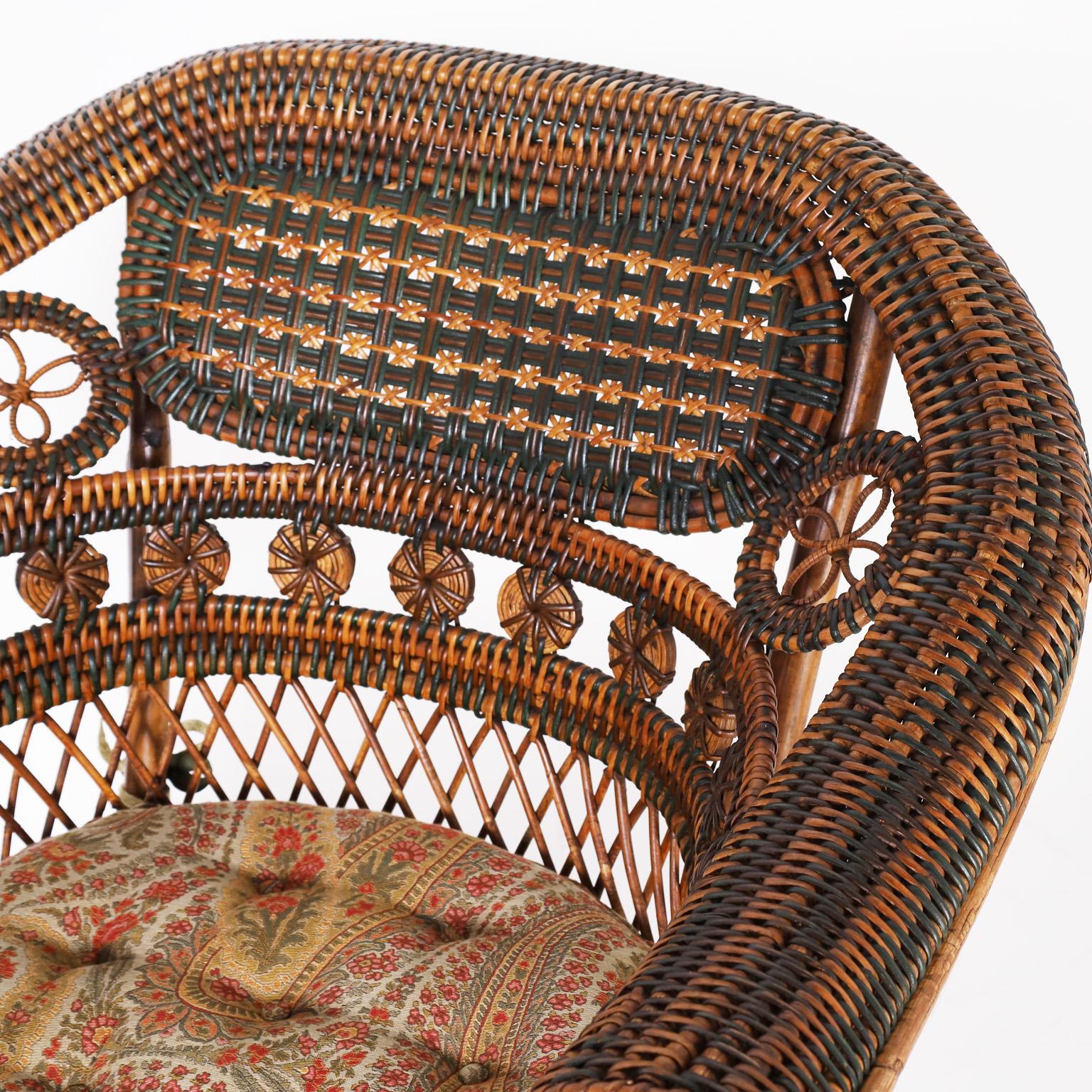 Pair of French Rattan Cafe Chairs For Sale 1