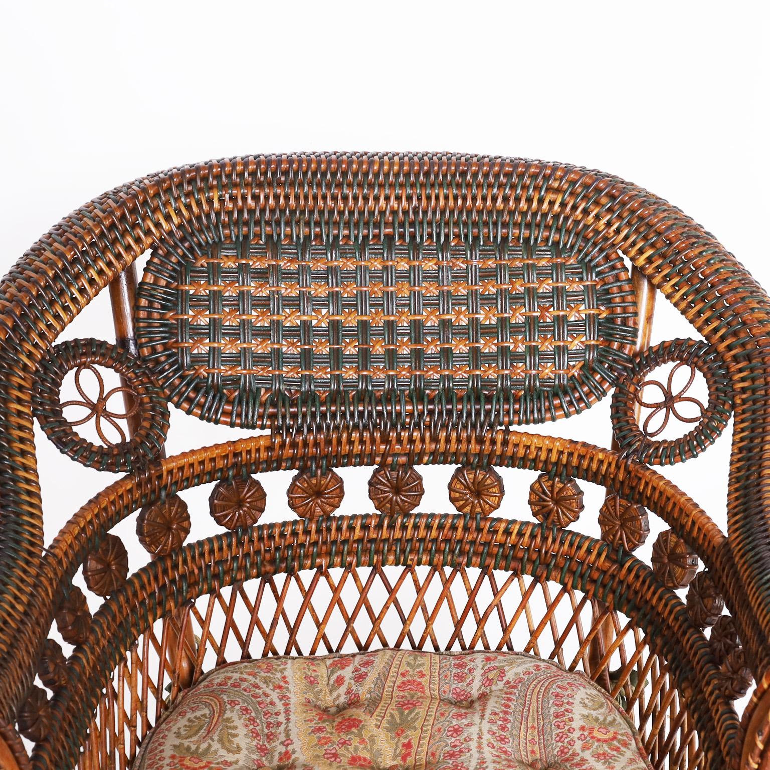 Pair of French Rattan Cafe Chairs For Sale 1