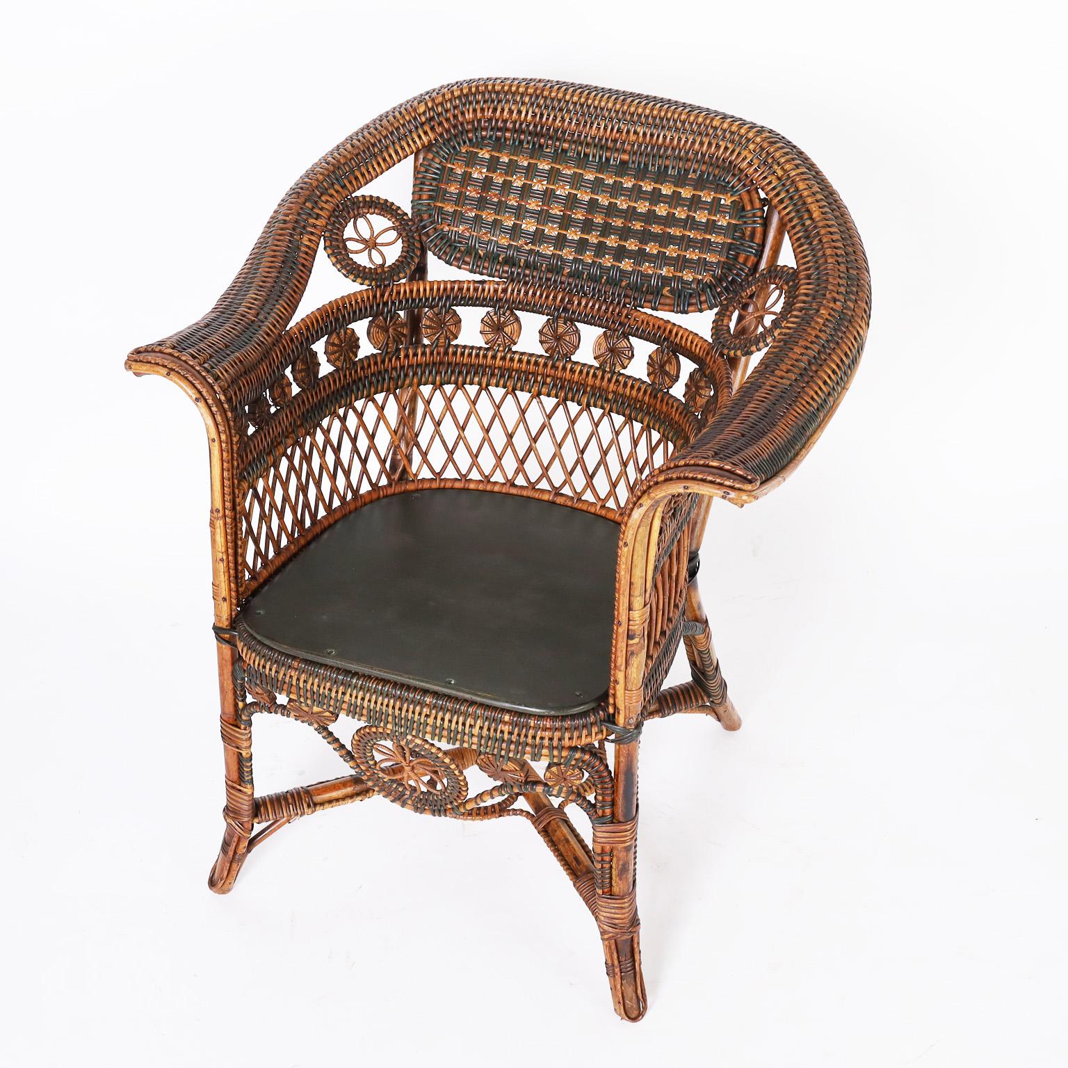 Pair of French Rattan Cafe Chairs For Sale 2