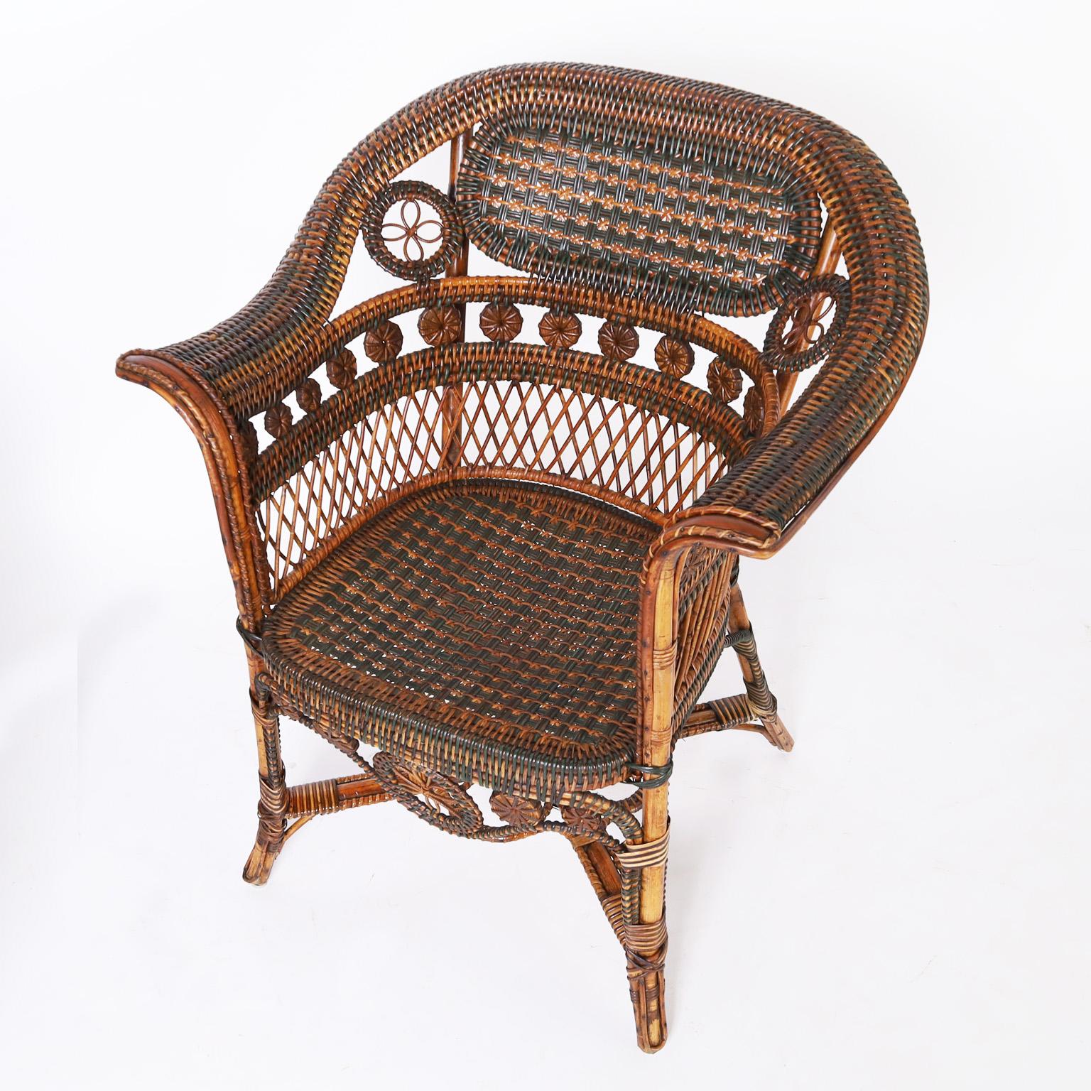 Pair of French Rattan Cafe Chairs For Sale 2