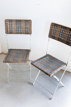 Pair of French Rattan Folding Chairs