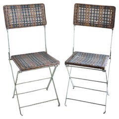 Pair of French Rattan Folding Chairs