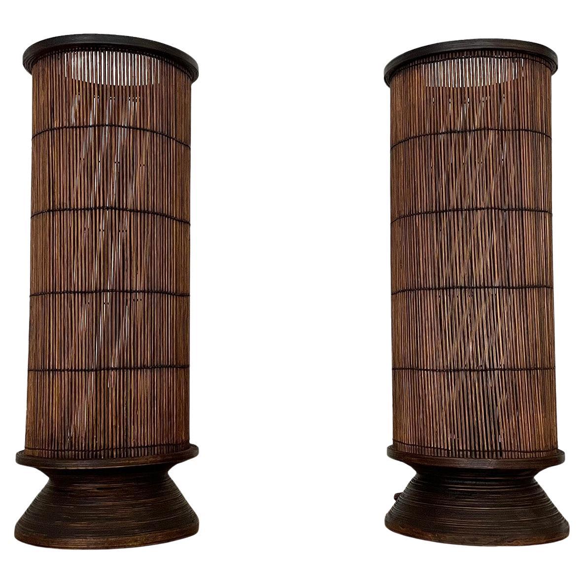 Pair of French Rattan Lamps 