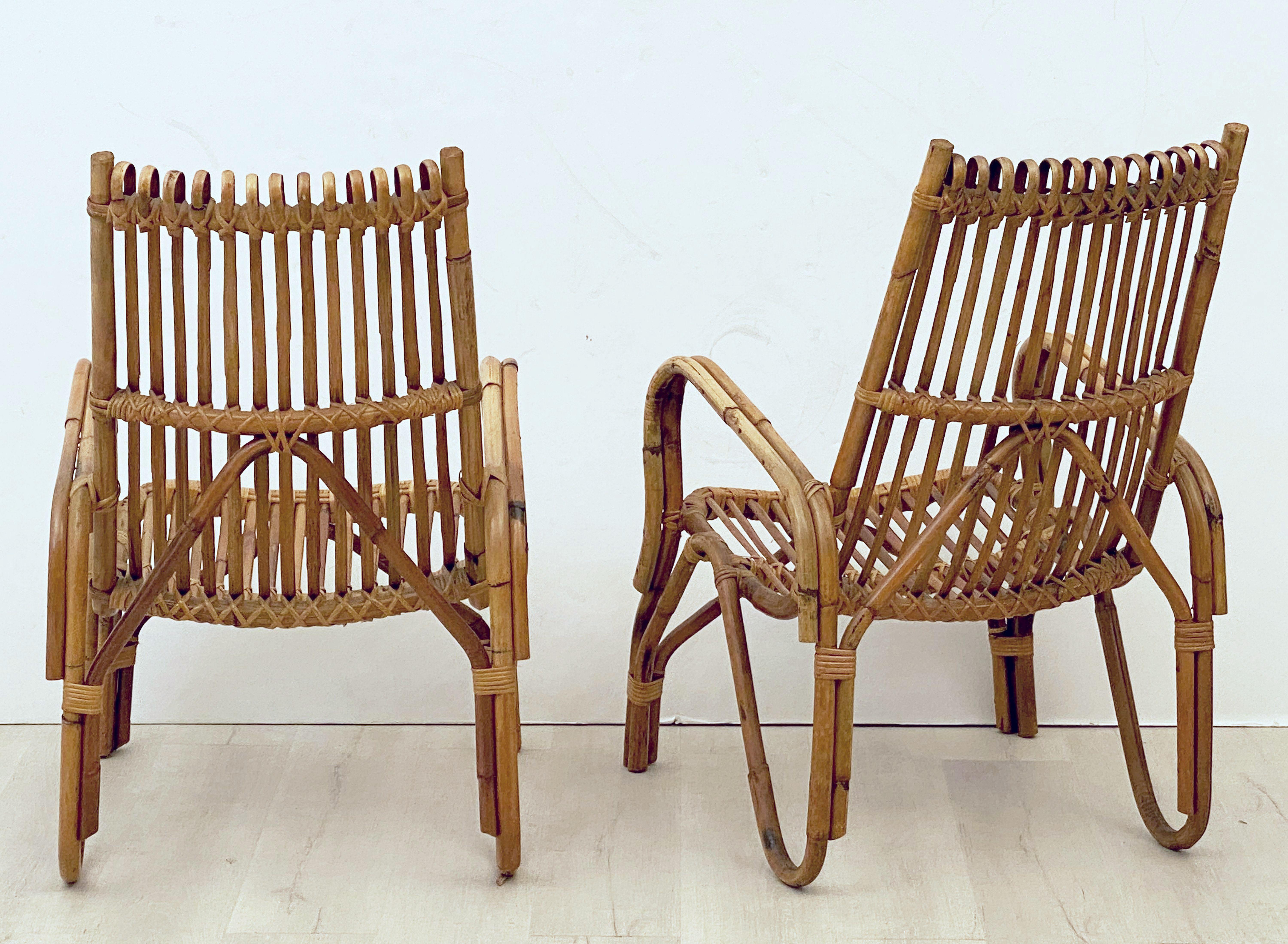 Pair of French Rattan Lounge Chairs 'Individually Priced' 11