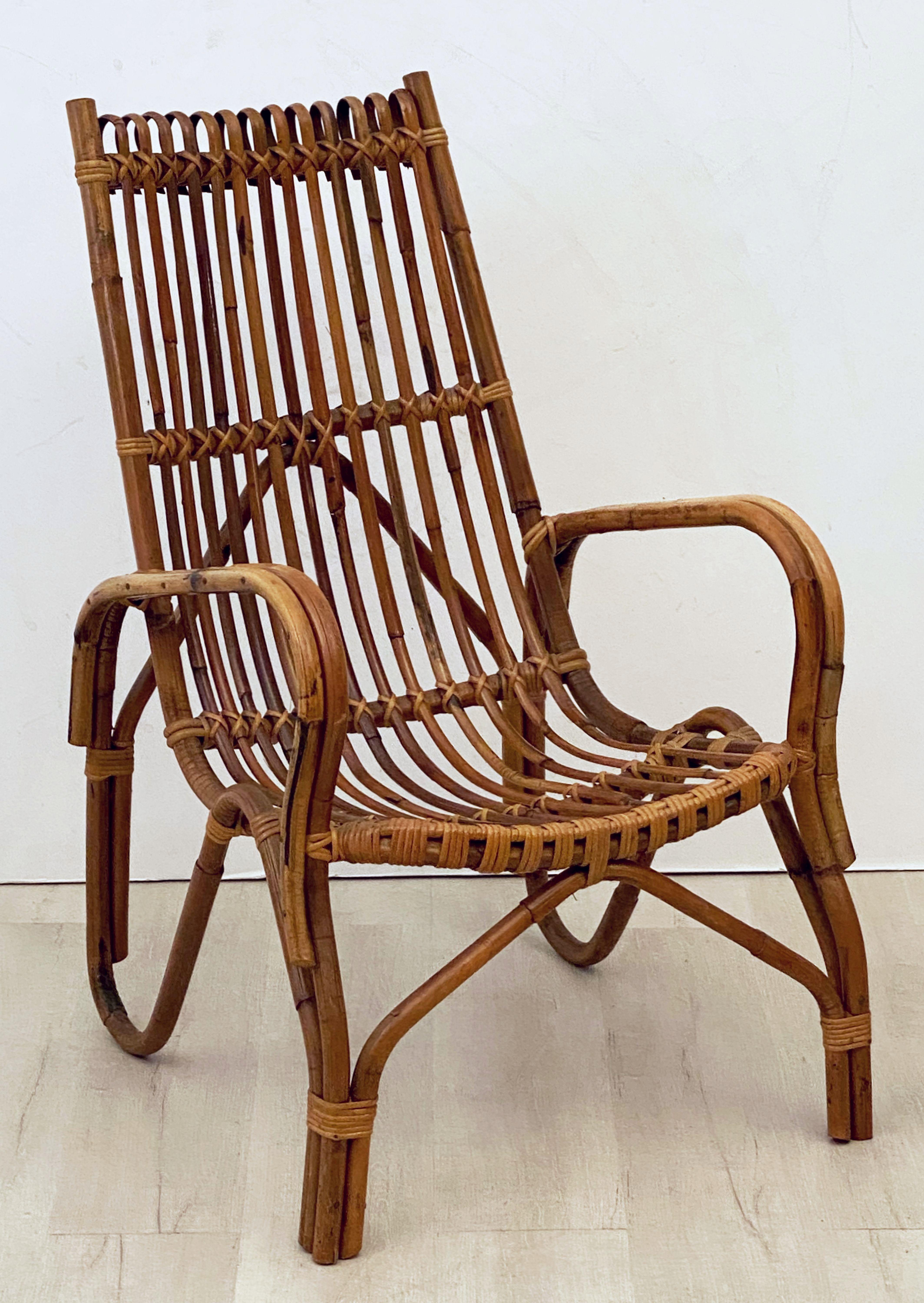 Pair of French Rattan Lounge Chairs 'Individually Priced' In Good Condition In Austin, TX