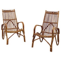 Pair of French Rattan Lounge Chairs 
Individually Priced
