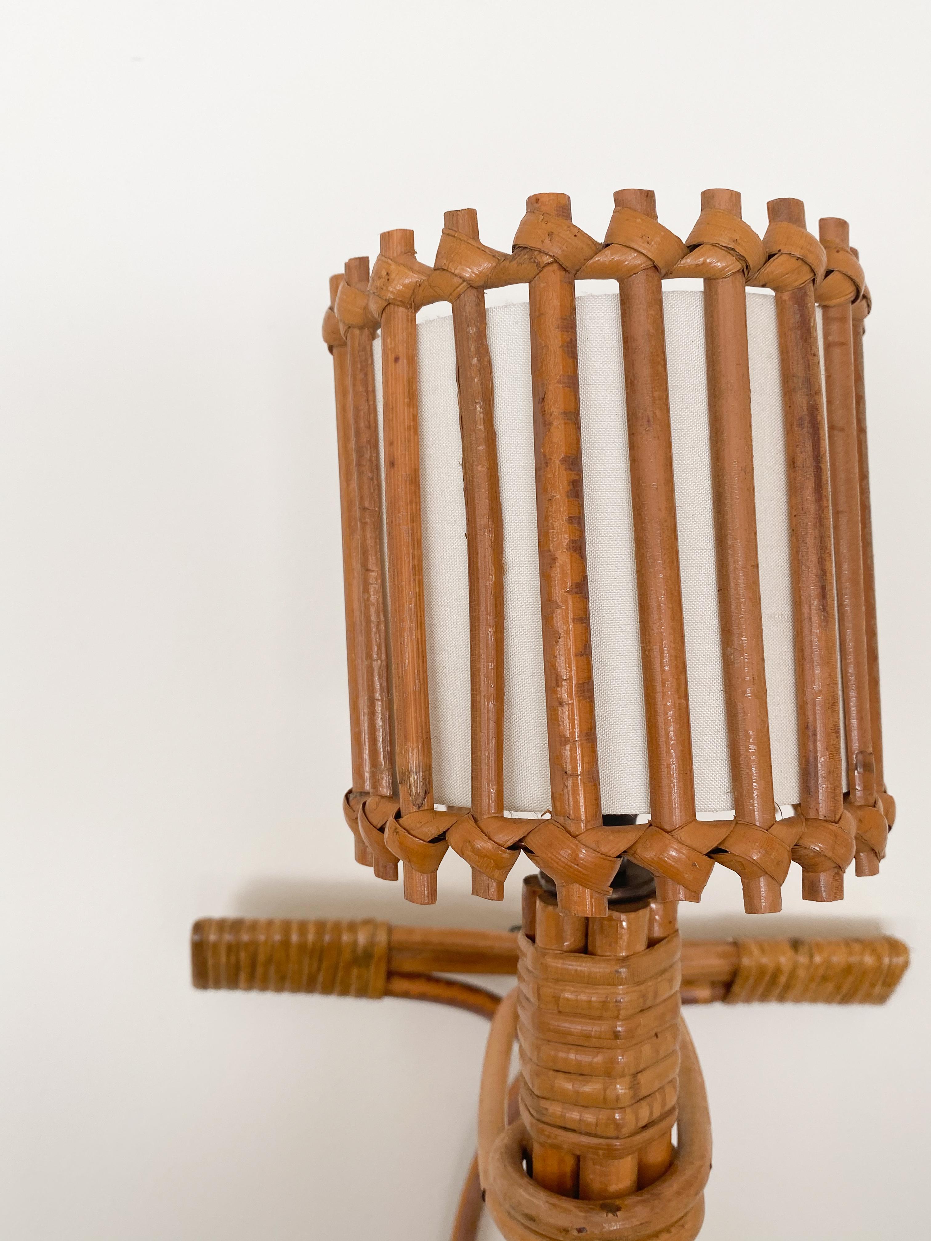 Pair of French Rattan Sconces by Louis Sognot 6