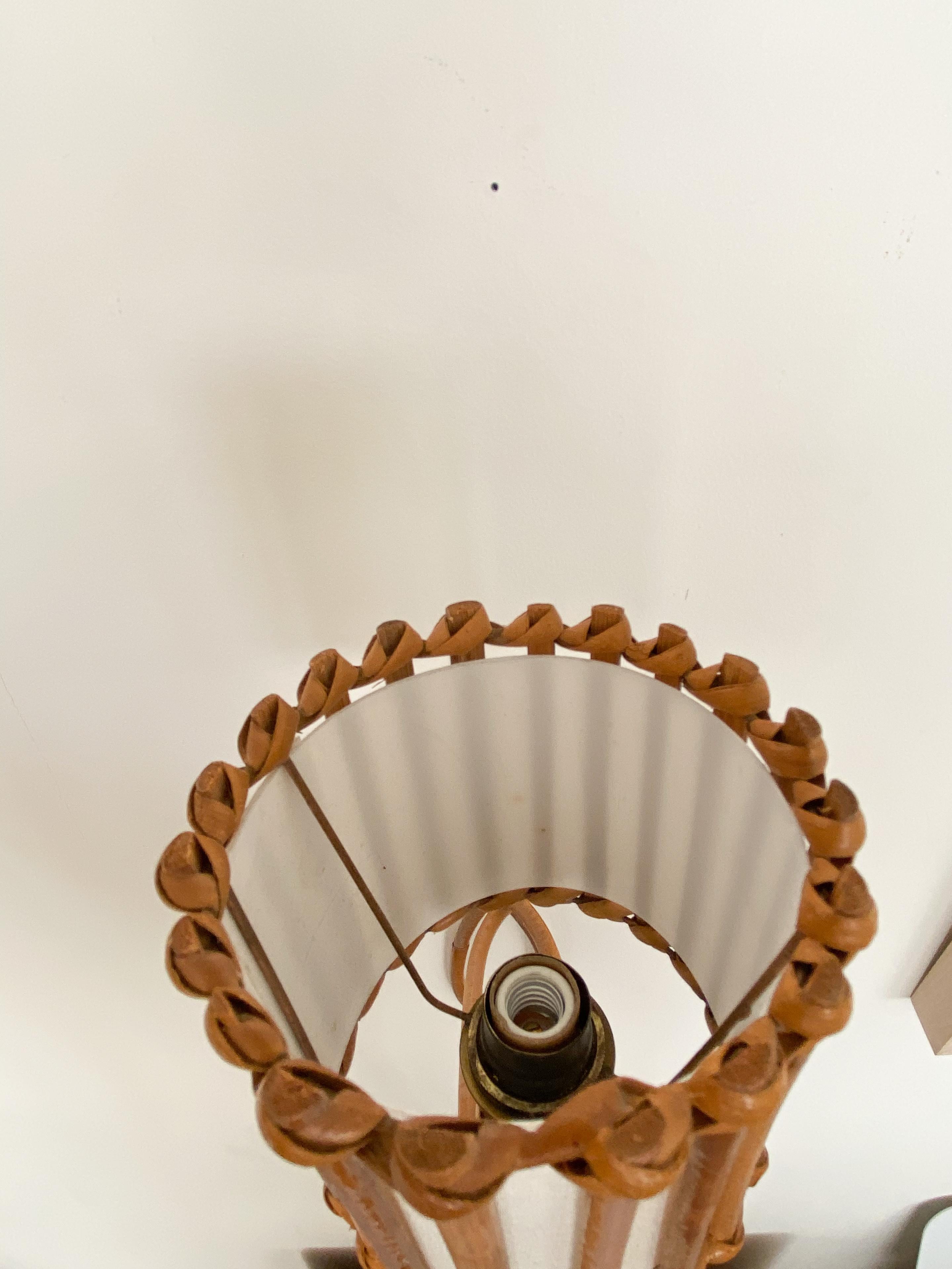 Pair of French Rattan Sconces by Louis Sognot 1