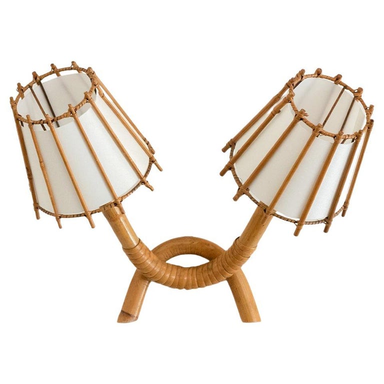 French Rattan Sconce by Louis Sognot For Sale
