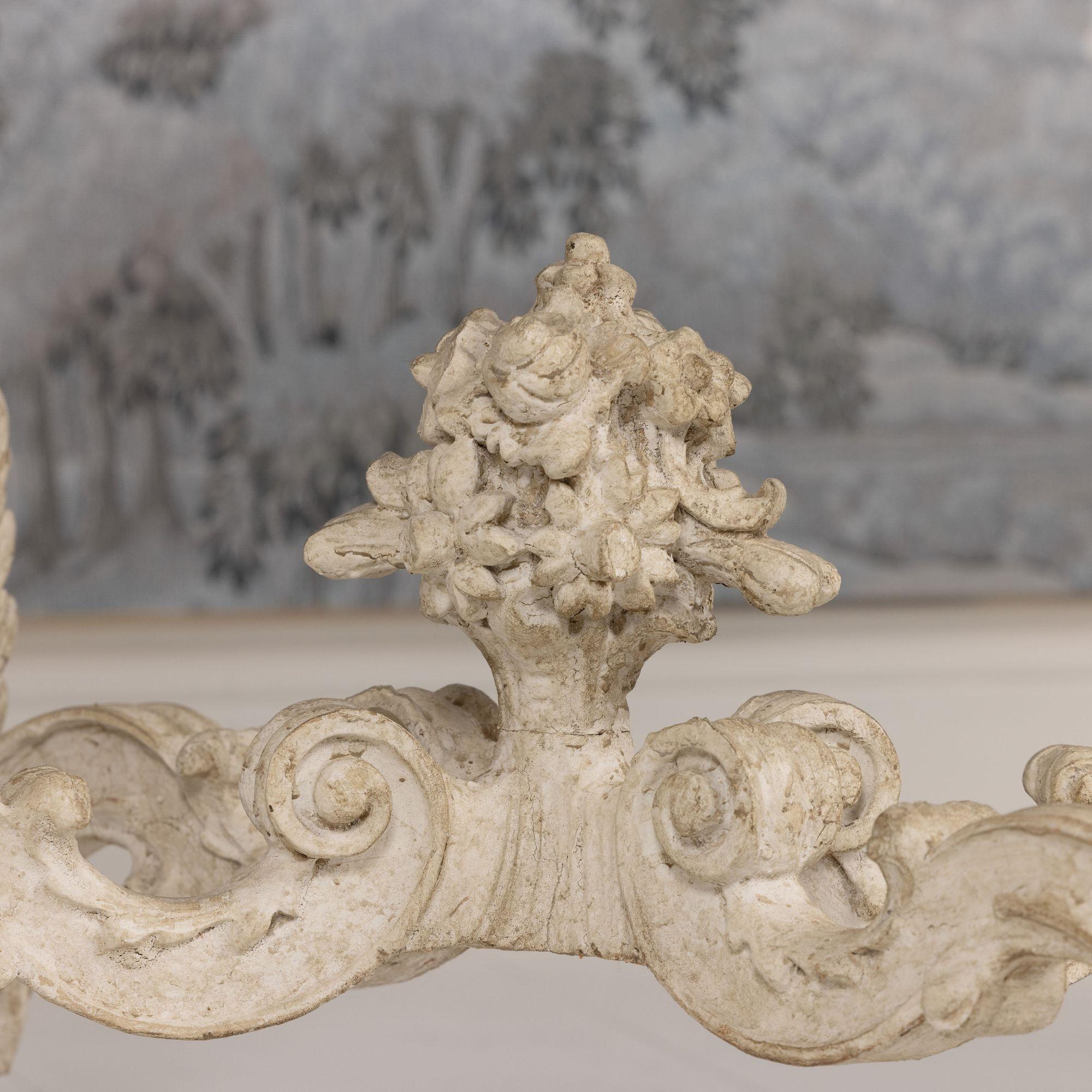 Pair, French Recency Maison Jansen Original Paint Tables with Campan Marble Tops For Sale 4