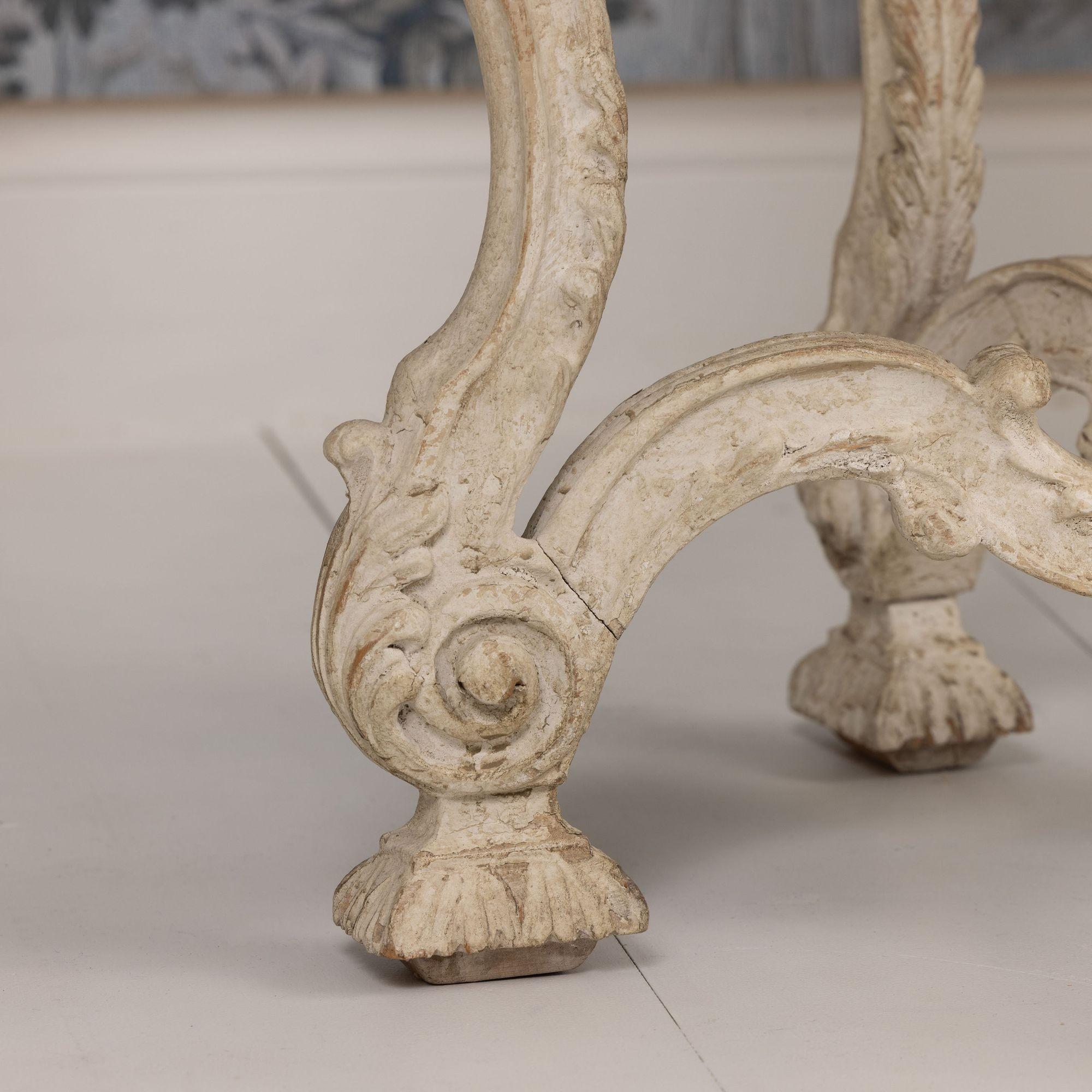 Pair, French Recency Maison Jansen Original Paint Tables with Campan Marble Tops For Sale 5