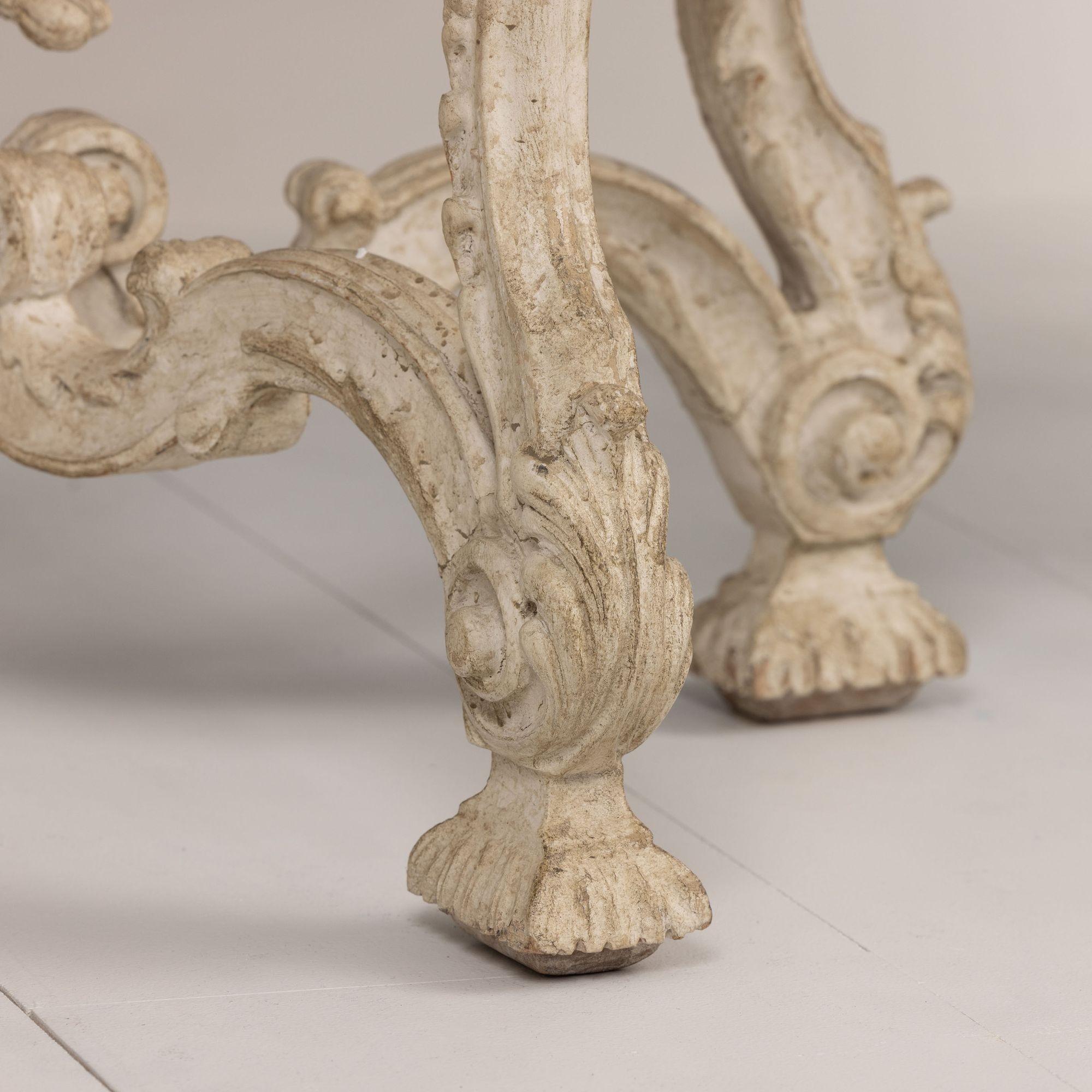 Pair, French Recency Maison Jansen Original Paint Tables with Campan Marble Tops For Sale 6