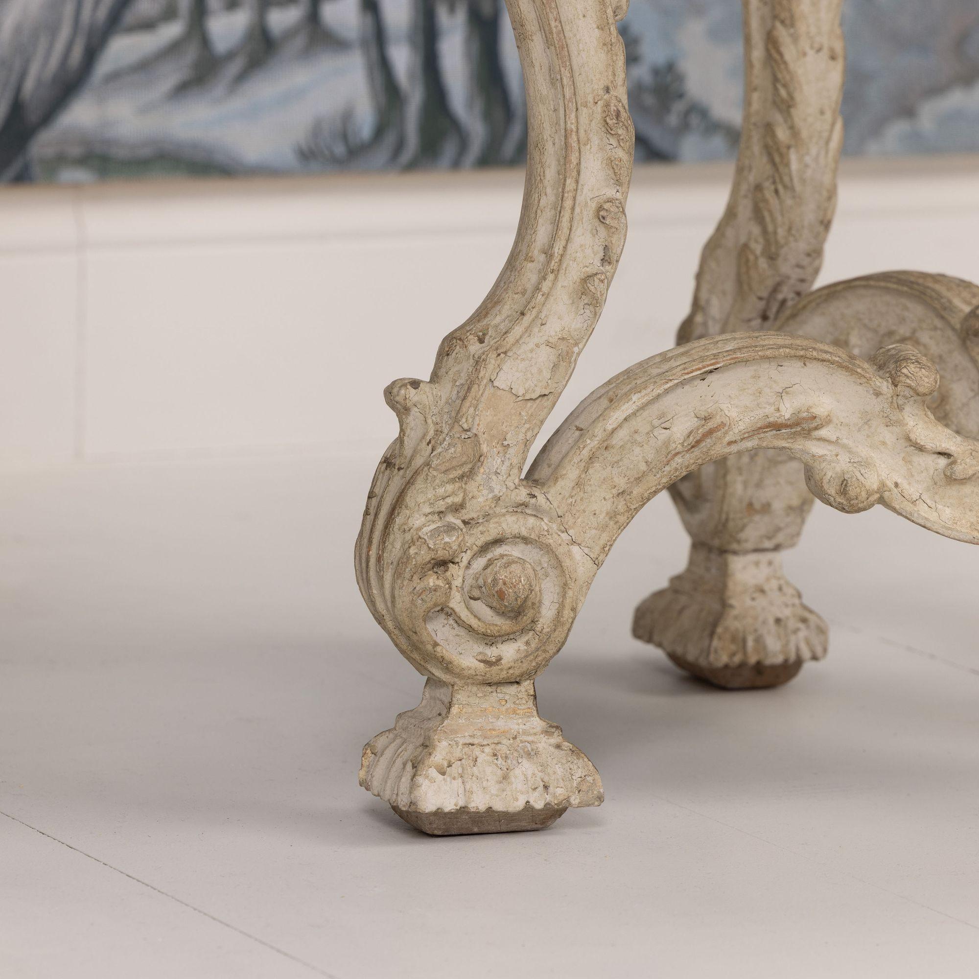 Pair, French Recency Maison Jansen Original Paint Tables with Campan Marble Tops For Sale 10