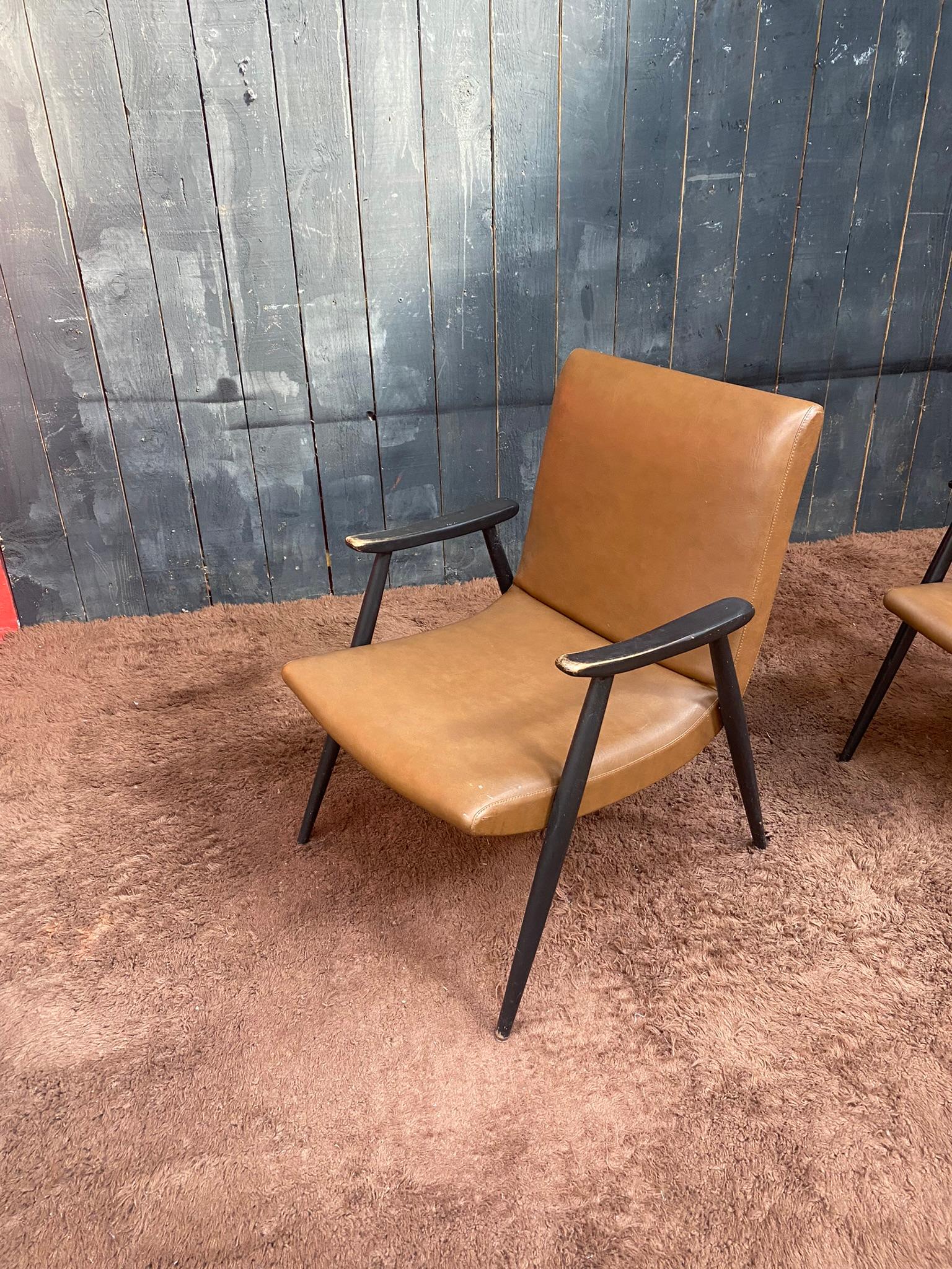Pair of French Reconstruction Armchair, circa 1960 For Sale 5