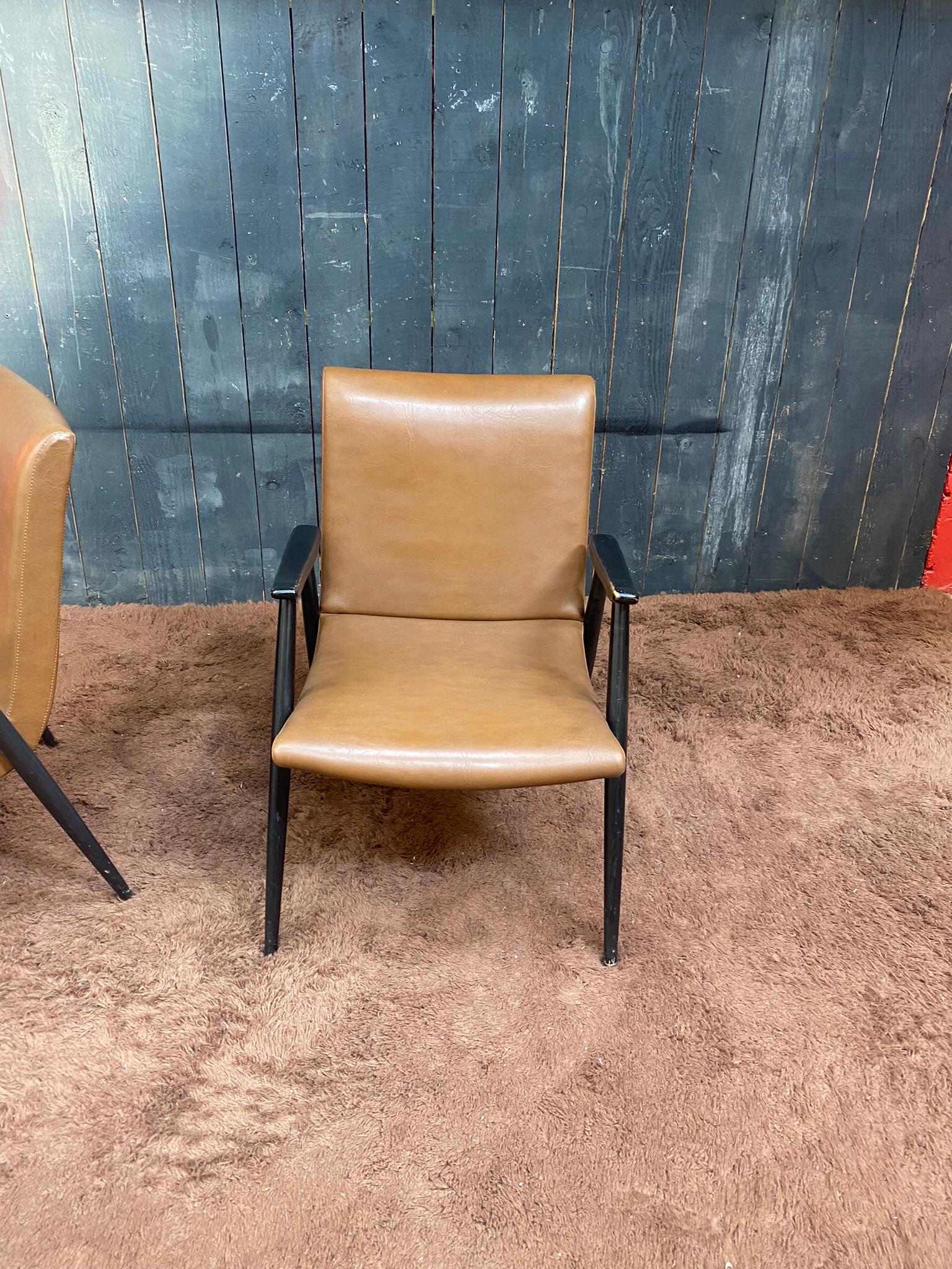 Pair of French Reconstruction Armchair, circa 1960 For Sale 6