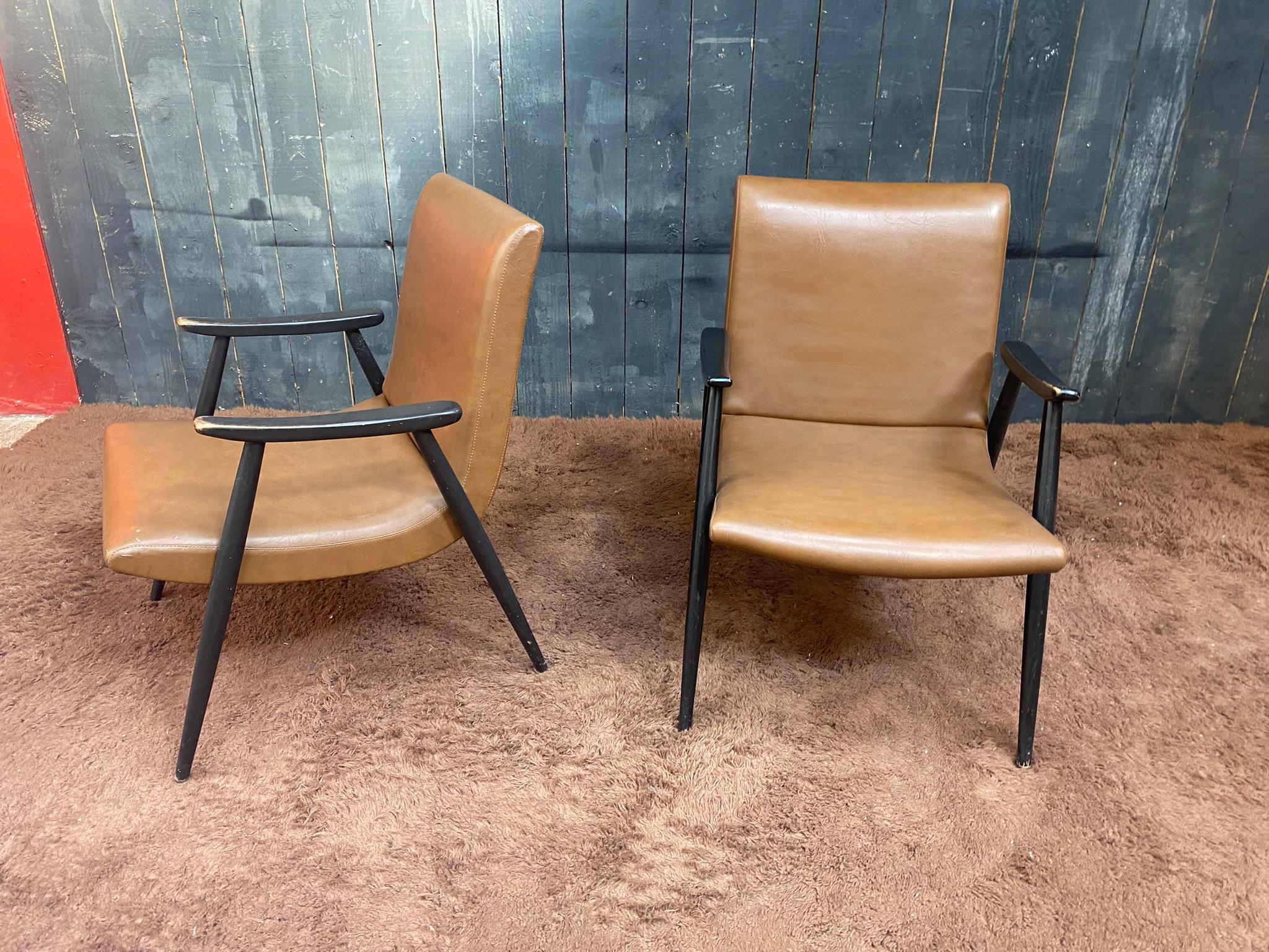 Pair of French Reconstruction Armchair, circa 1960 For Sale 7