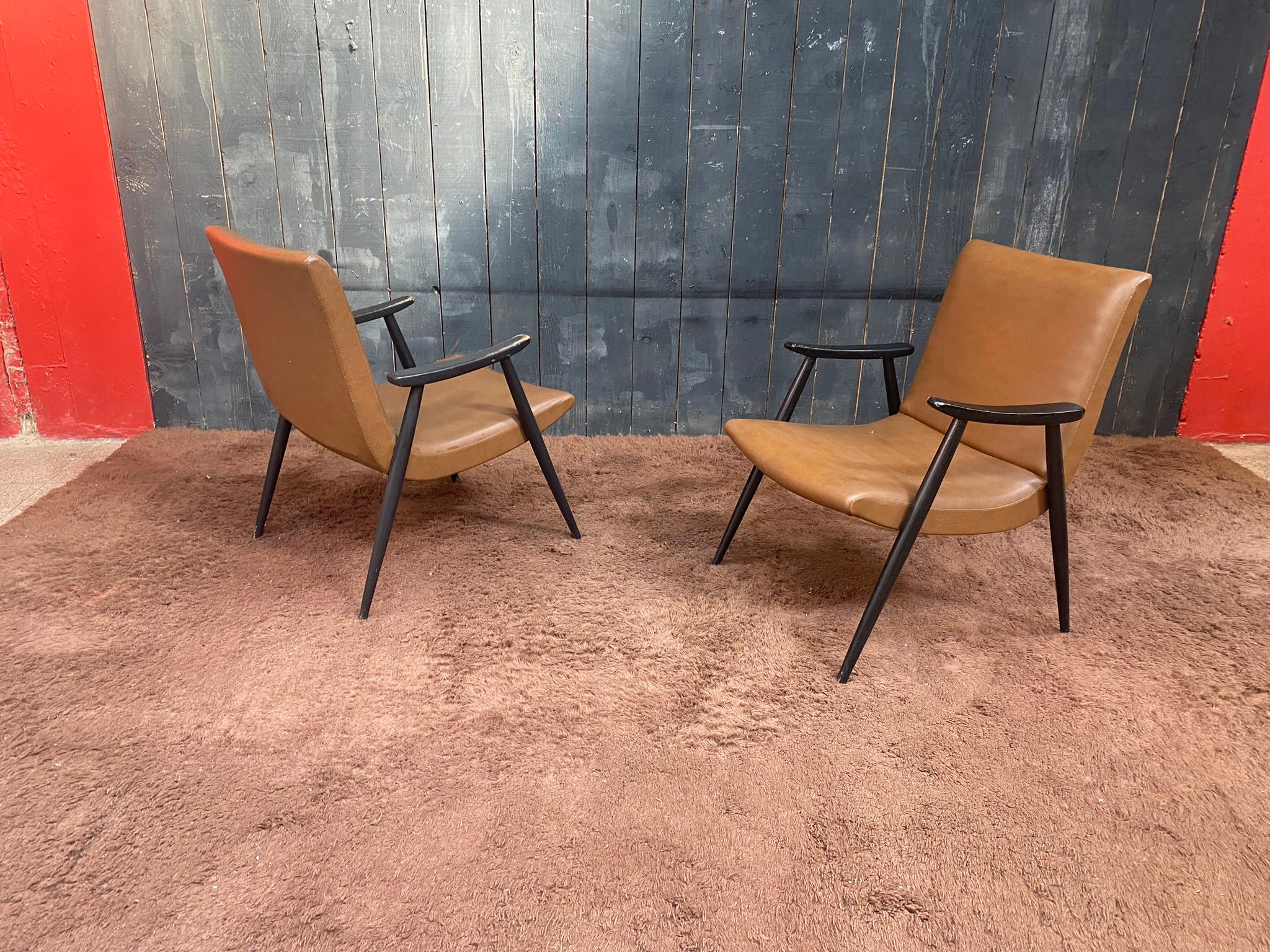 Pair of French Reconstruction Armchair, circa 1960 For Sale 2
