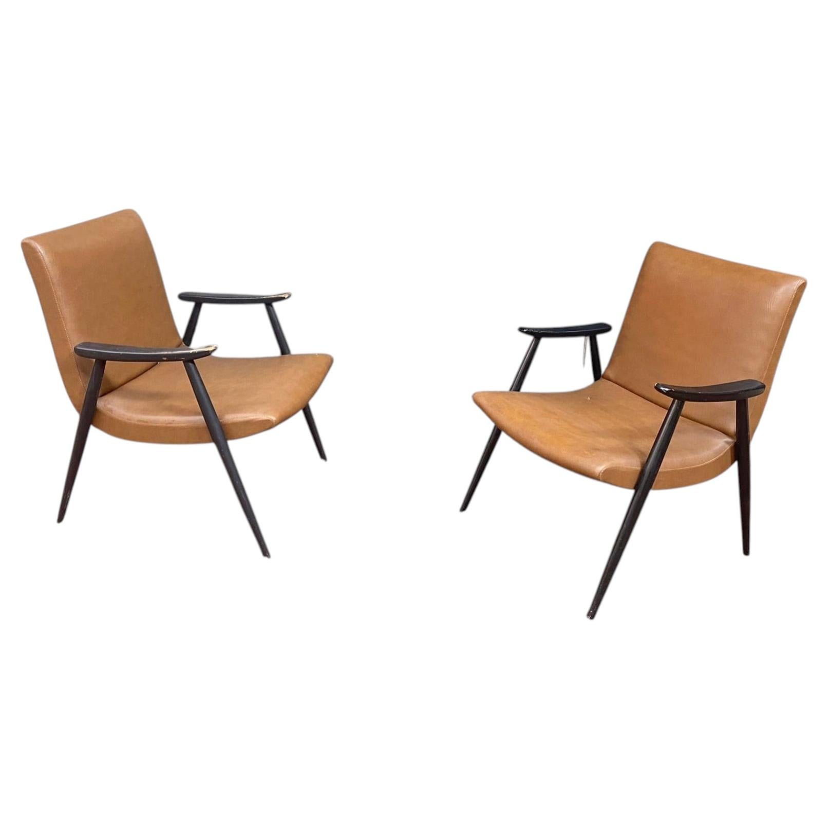 Pair of French Reconstruction Armchairs, circa 1960 For Sale