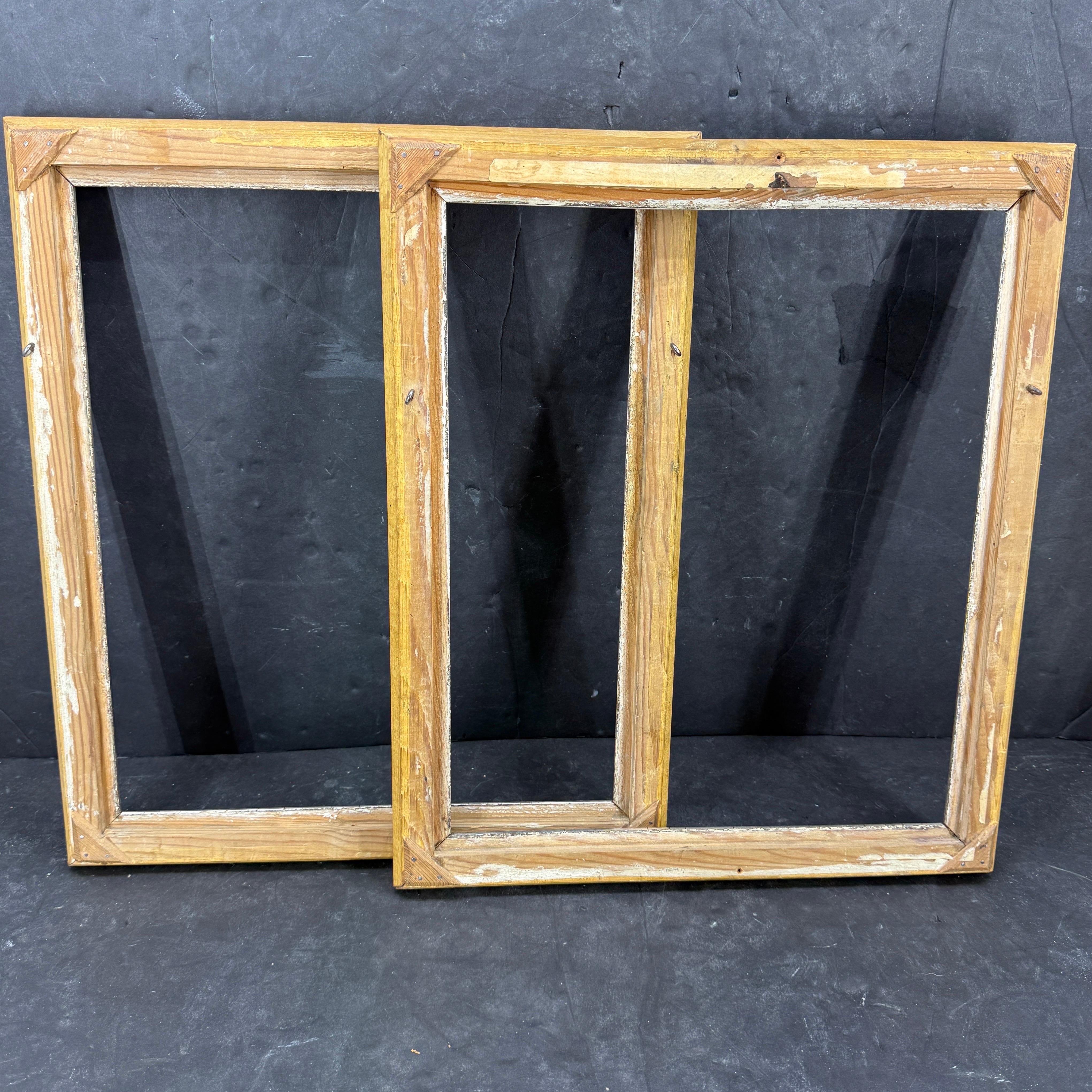 Pair of French Rectangular Silver Leaf Gilt Wood Art Frames For Sale 4