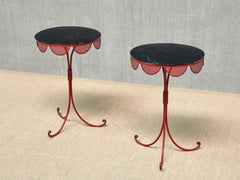 Pair of French Red/Black Tripod Gueridon Tables, Emilio Terry Style, 1950s