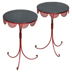 Pair of French Red/Black Tripod Gueridon Tables, Emilio Terry Style, 1950s