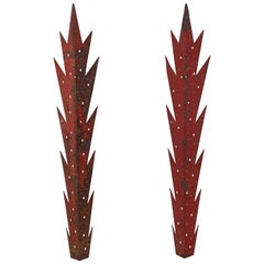 Vintage Pair of French Red "Cactus" Sconces