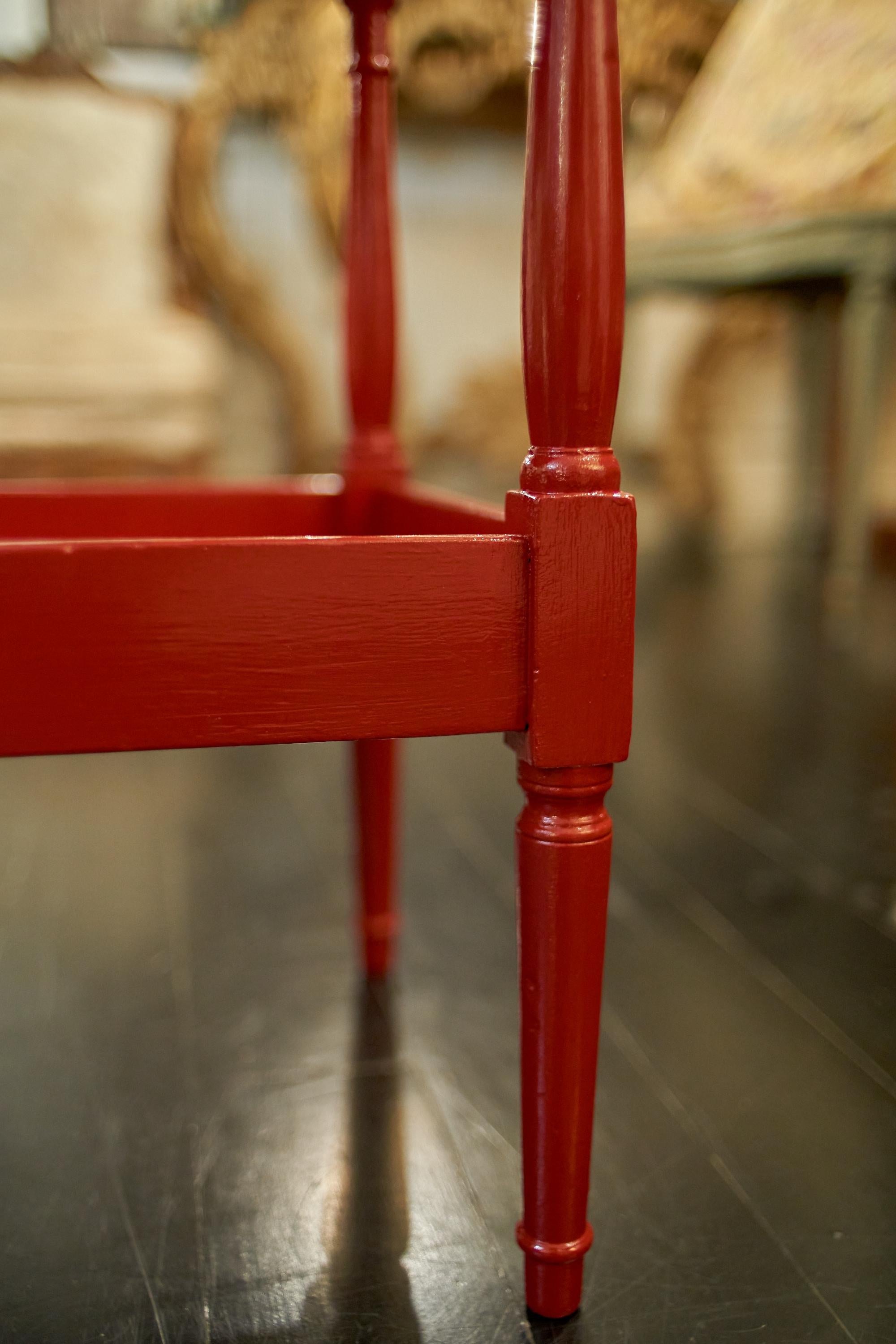 Pair of French Red Lacquered Tiered Tray Tables 8