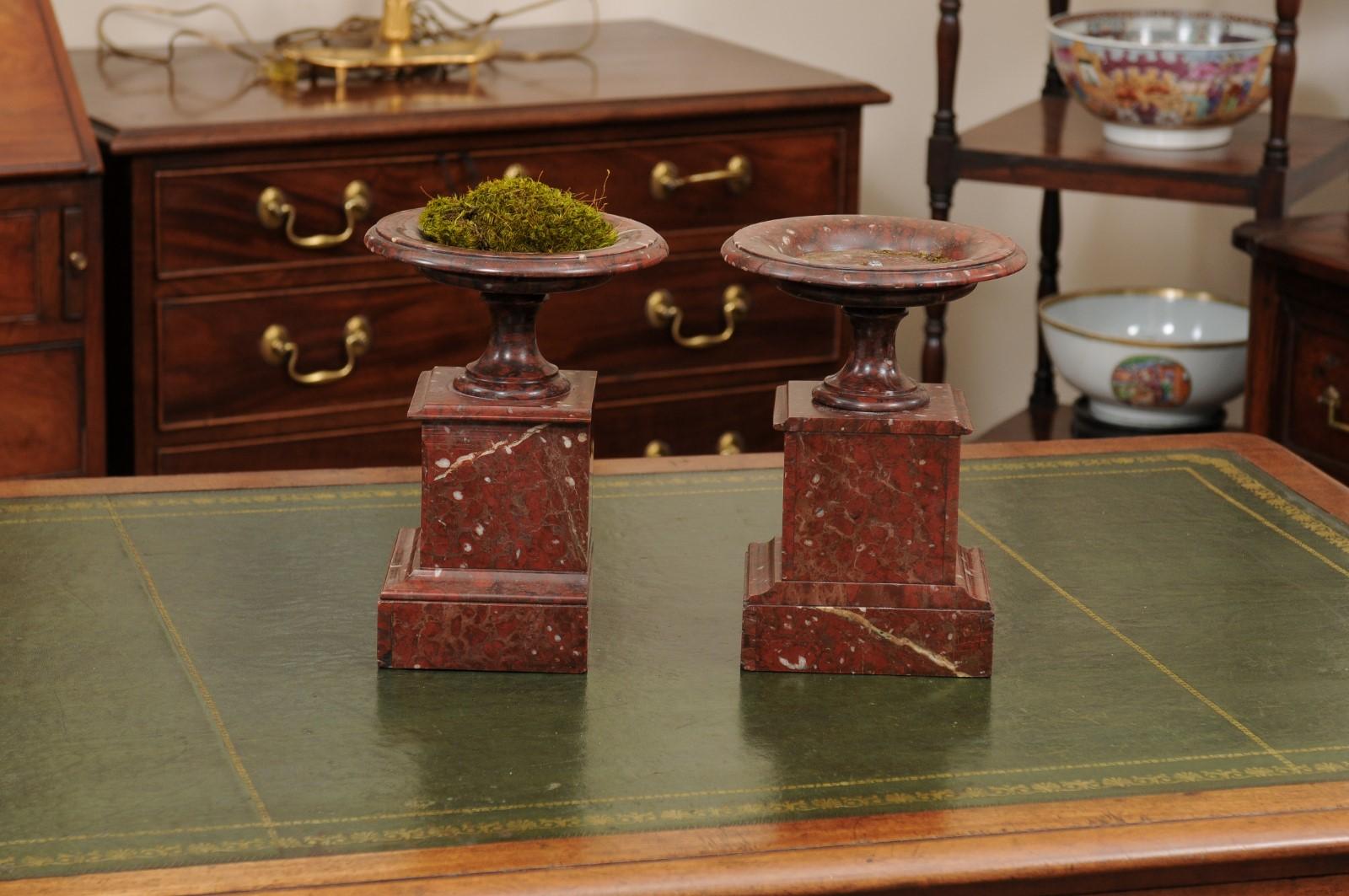 Pair of French Red Marble Tazzas / Coupes, ca. 1890 For Sale 7