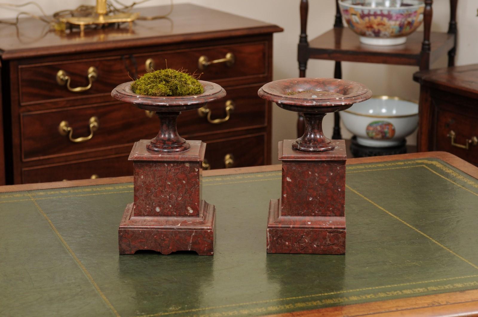 Pair of French Red Marble Tazzas / Coupes, ca. 1890 For Sale 8