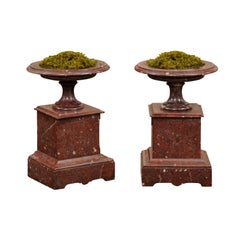 Pair of French Red Marble Tazzas / Coupes, ca. 1890