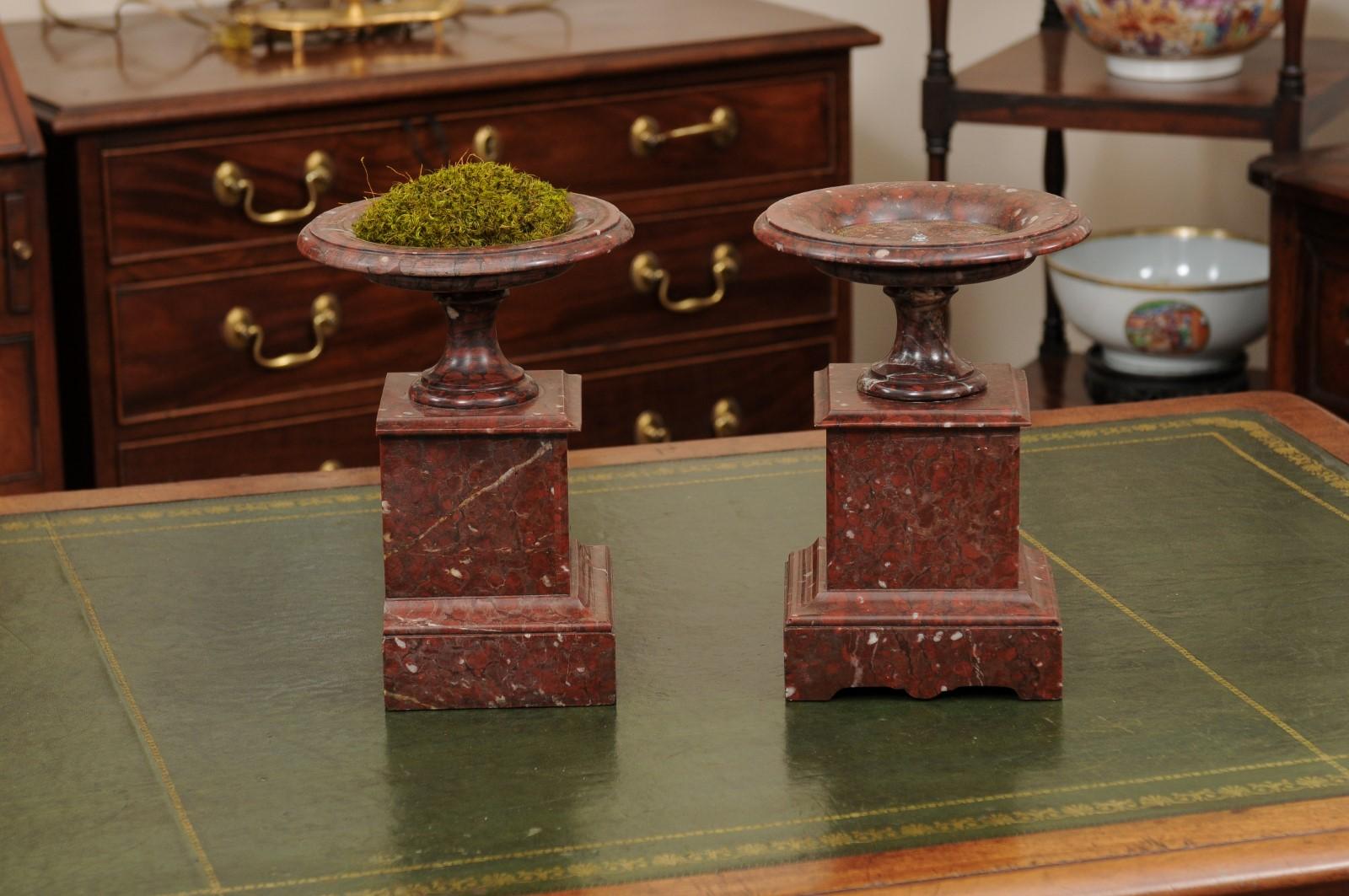 Pair of French Red Marble Tazzas / Coupes, ca. 1890 For Sale 4