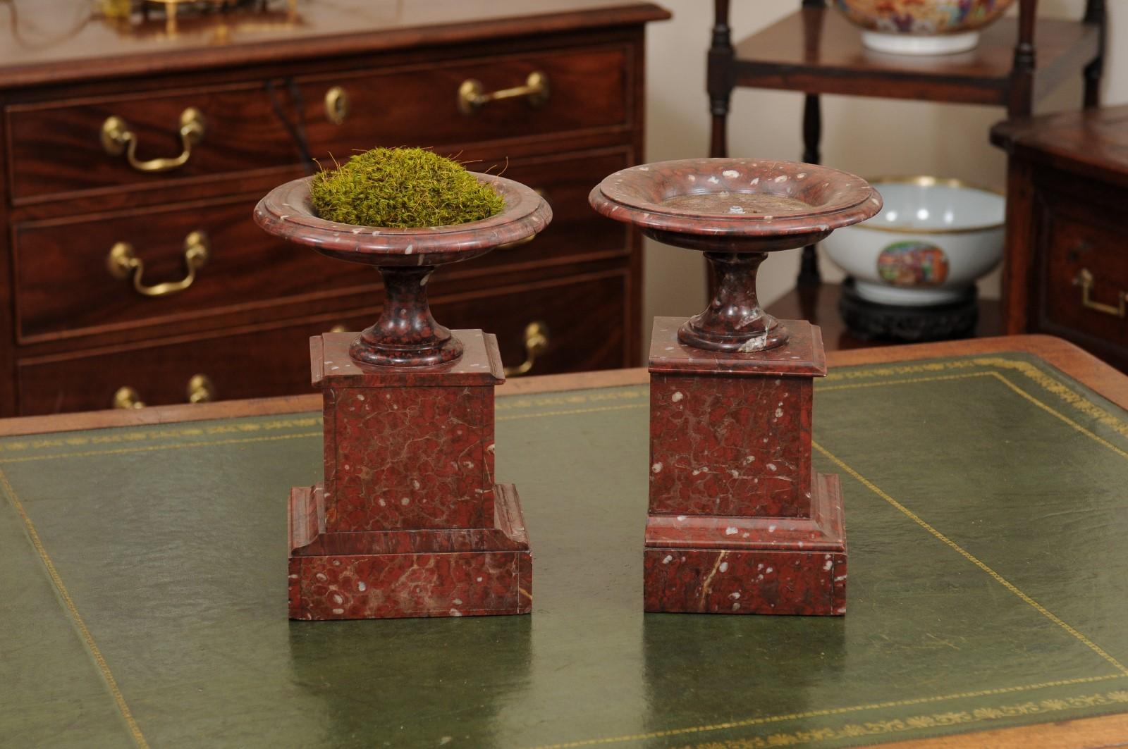 Pair of French Red Marble Tazzas / Coupes, ca. 1890 For Sale 5