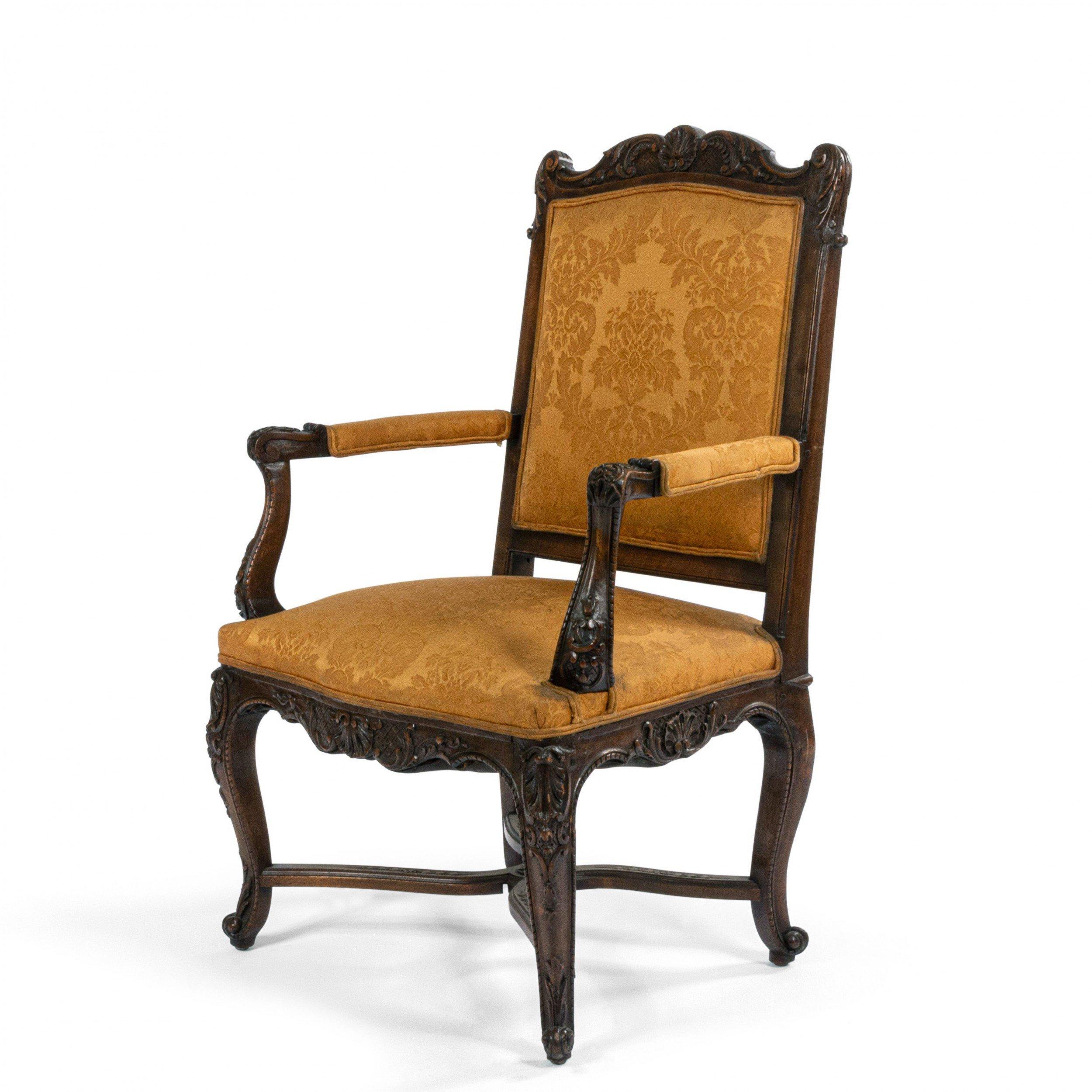 19th Century Pair of French Regence Gold Armchairs For Sale