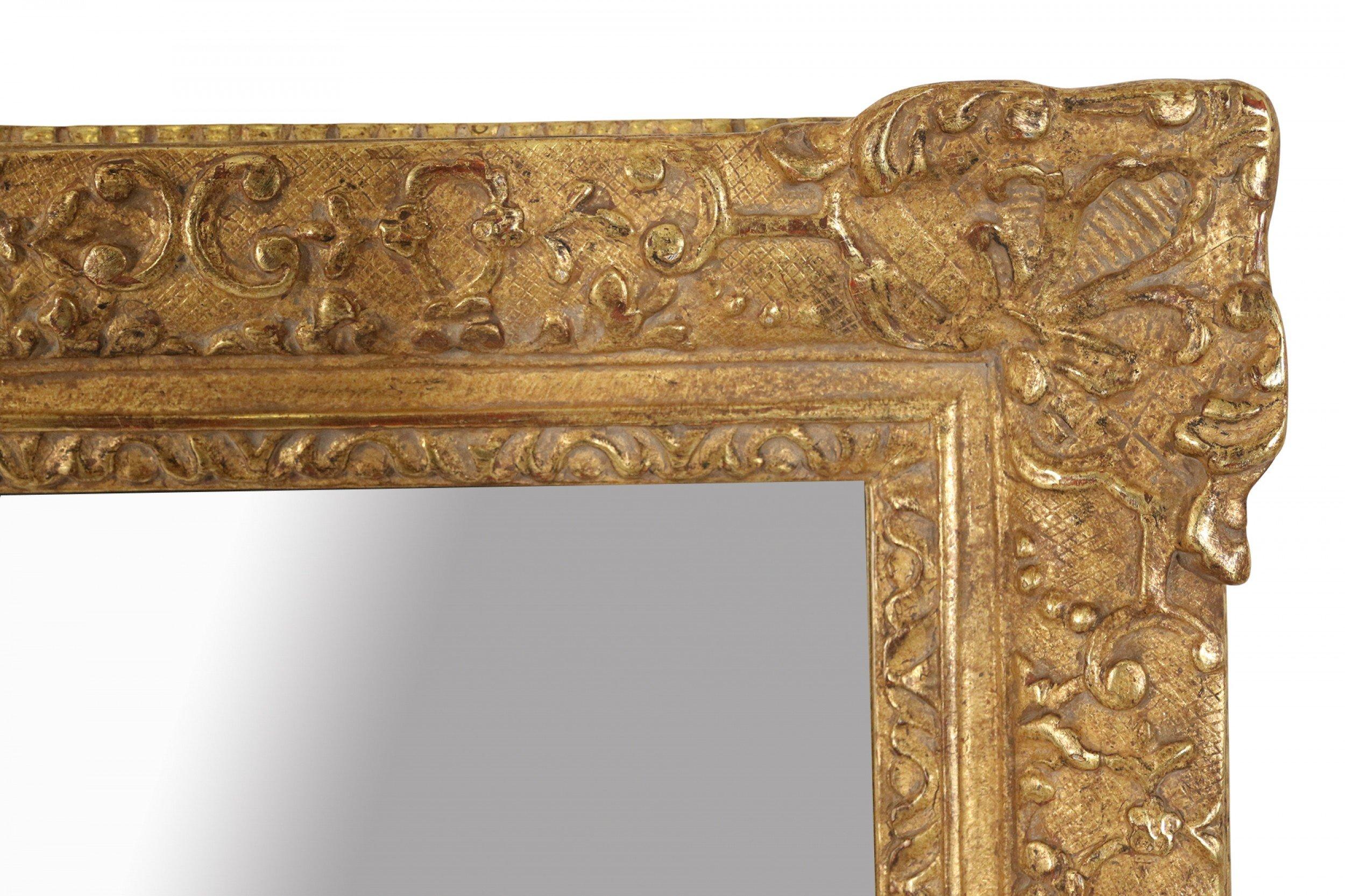 Regency Pair of French Regence Large Carved Giltwood Wall Mirrors For Sale