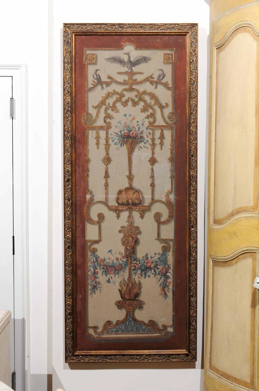 Canvas Pair of French Régence Period Early 18th Century Decorative Framed Wall Panels