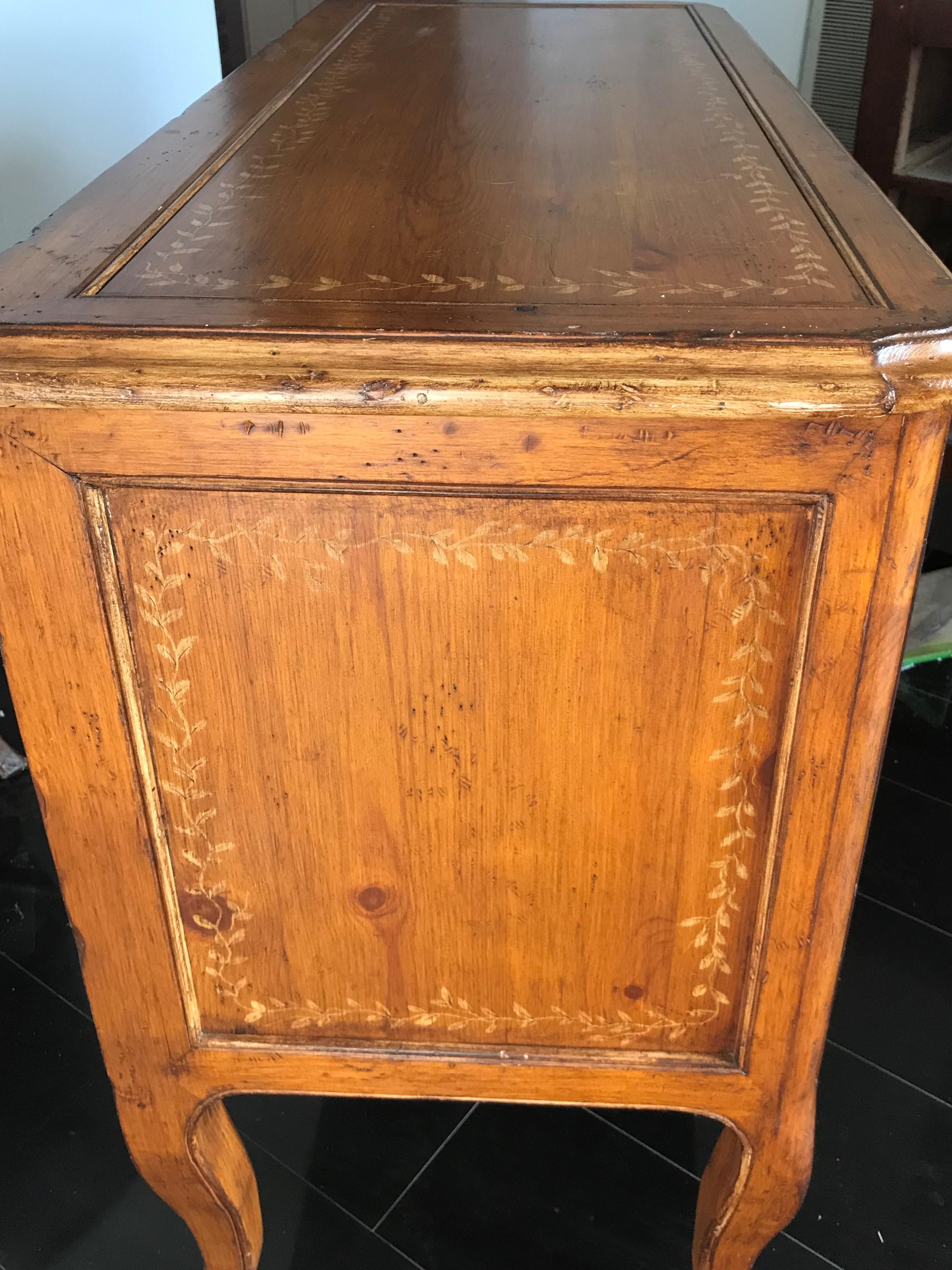 Pair of French Regence Style Chinoiserie Commode of Knotty Pine 3