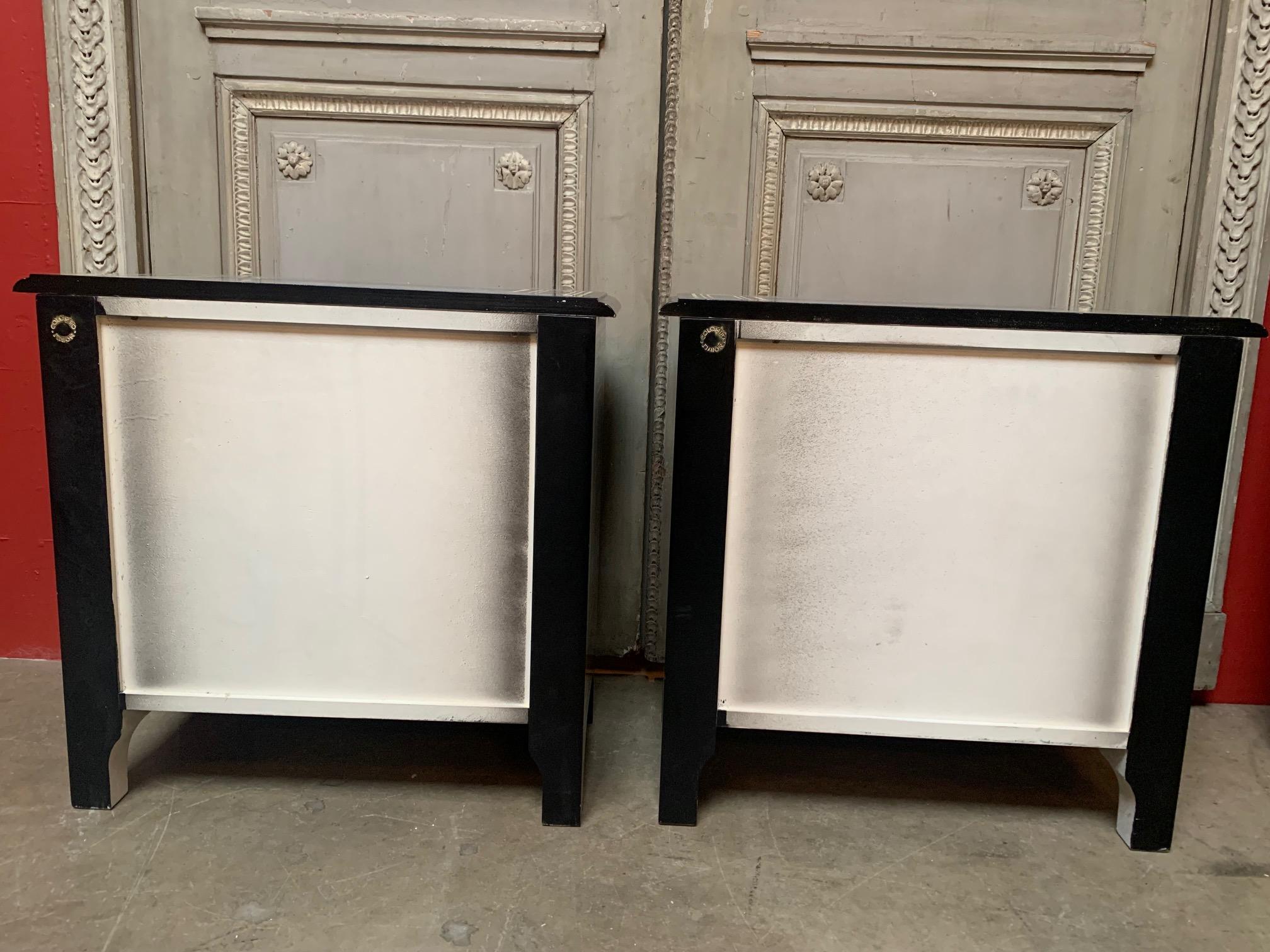 Pair of French Regence Style Commodes with a Blue and White Laquered Finsish 3