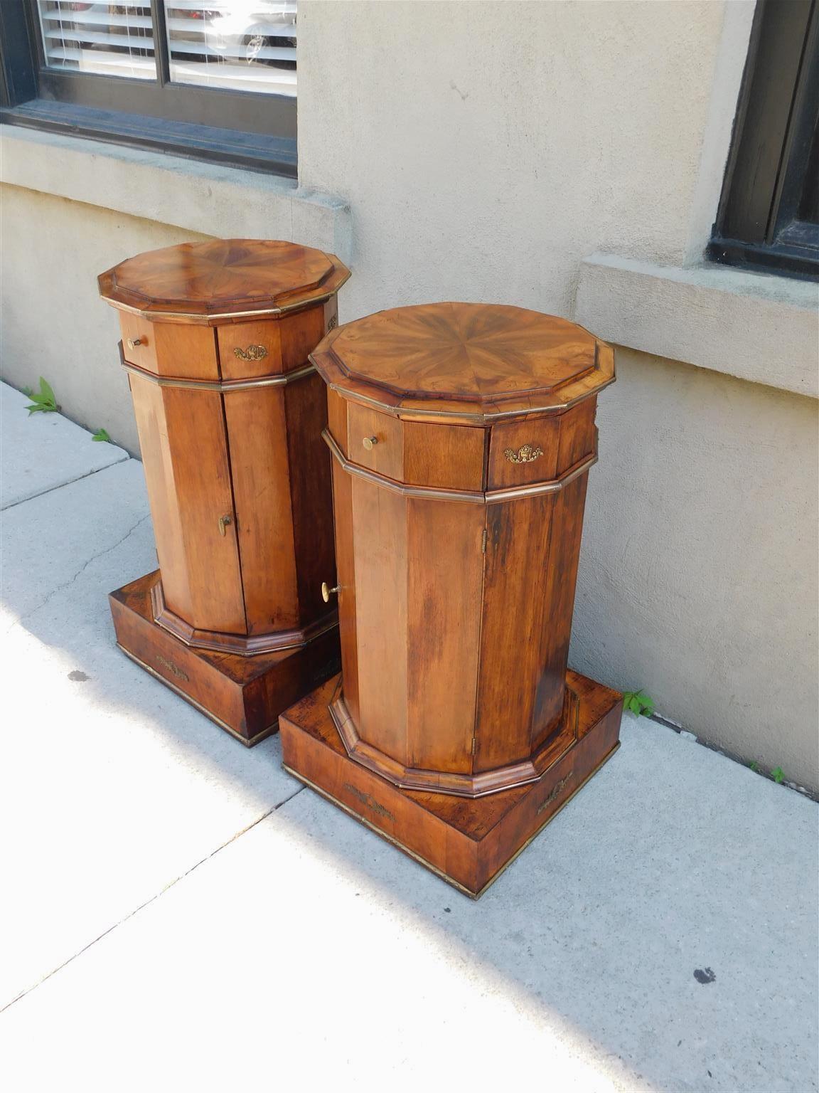 Pair of French Regency Mahogany Foliage Urn Ormolu Cabinet Commodes, Circa 1815 In Excellent Condition For Sale In Charleston, SC