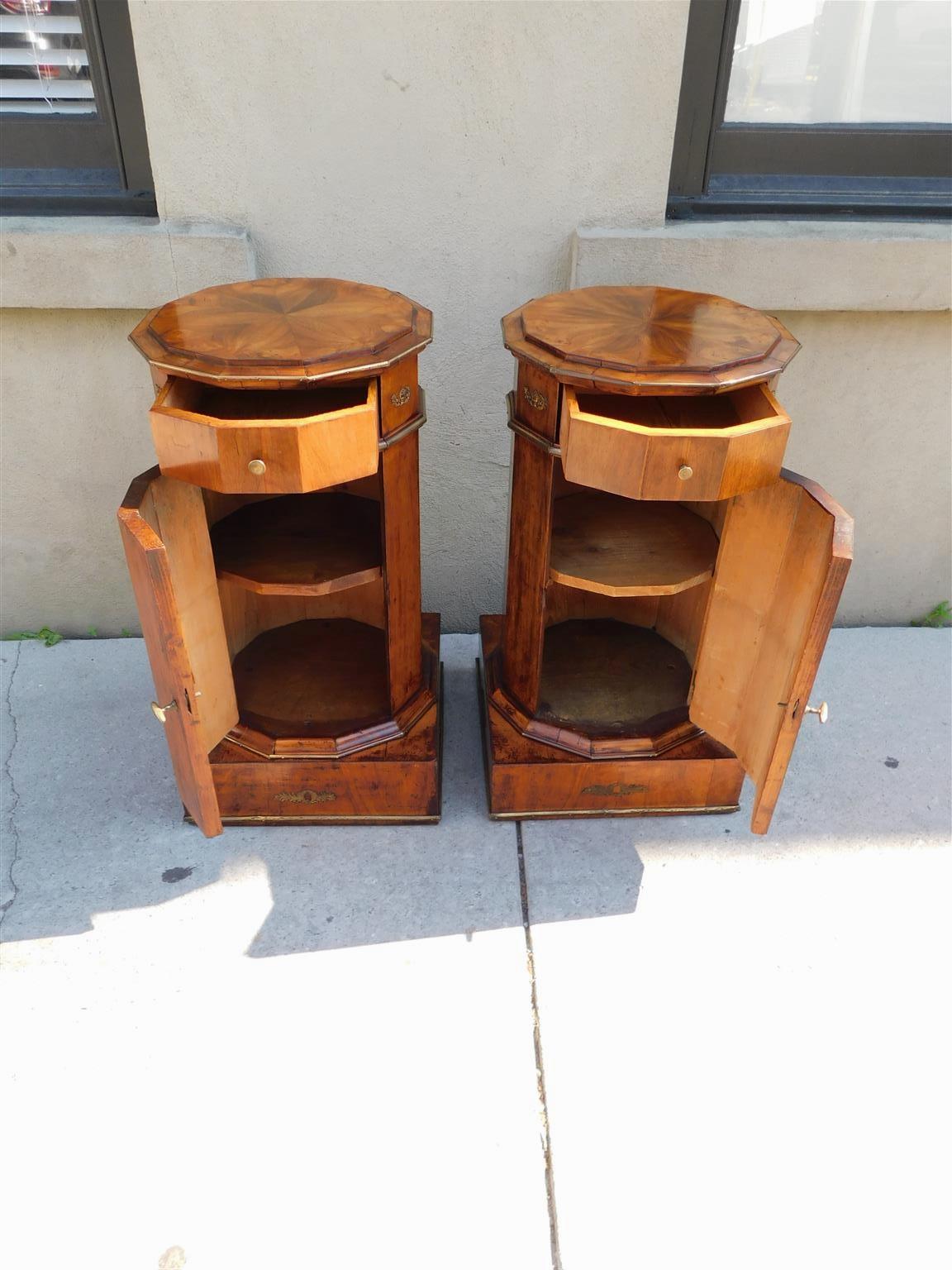 Pair of French Regency Mahogany Foliage Urn Ormolu Cabinet Commodes, Circa 1815 For Sale 2