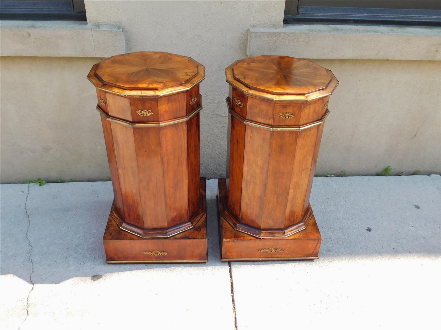 Pair of French Regency Mahogany Foliage Urn Ormolu Cabinet Commodes, Circa 1815 For Sale 3