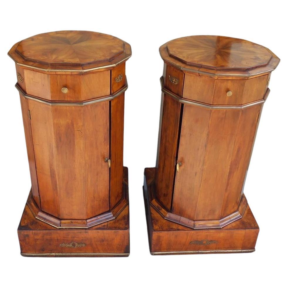 Pair of French Regency Mahogany Foliage Urn Ormolu Cabinet Commodes, Circa 1815 For Sale