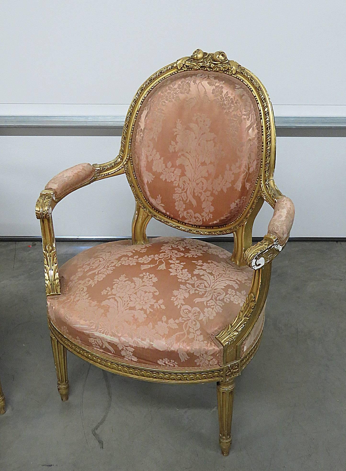 Pair of French Regency style armchairs with an 18