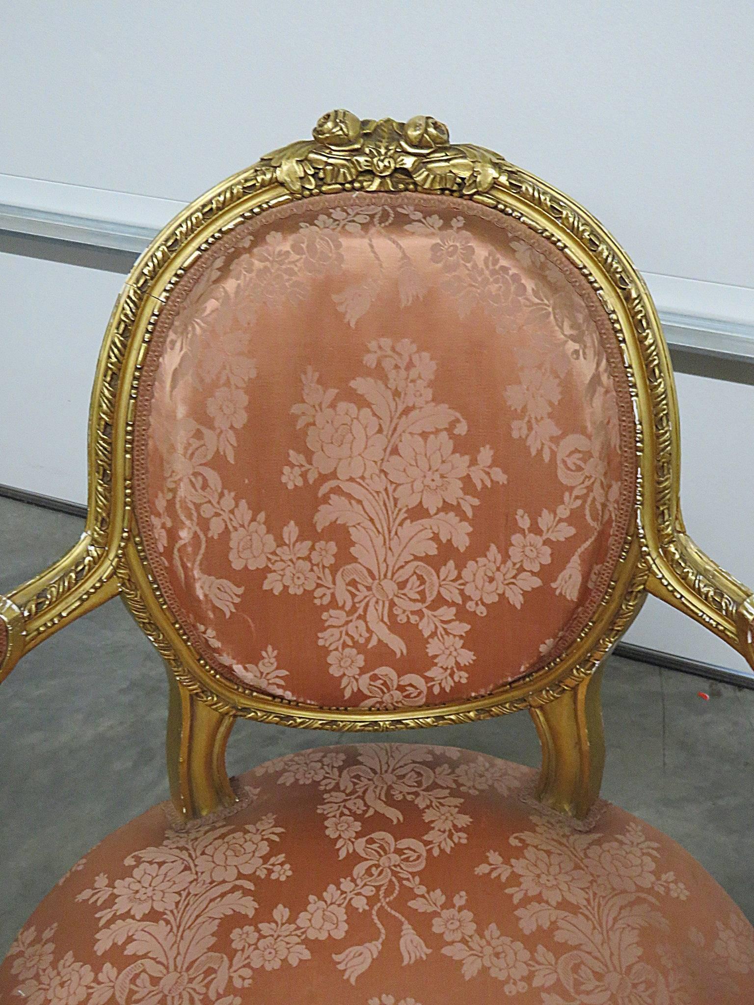 Pair of French Regency Style Armchairs In Fair Condition In Swedesboro, NJ