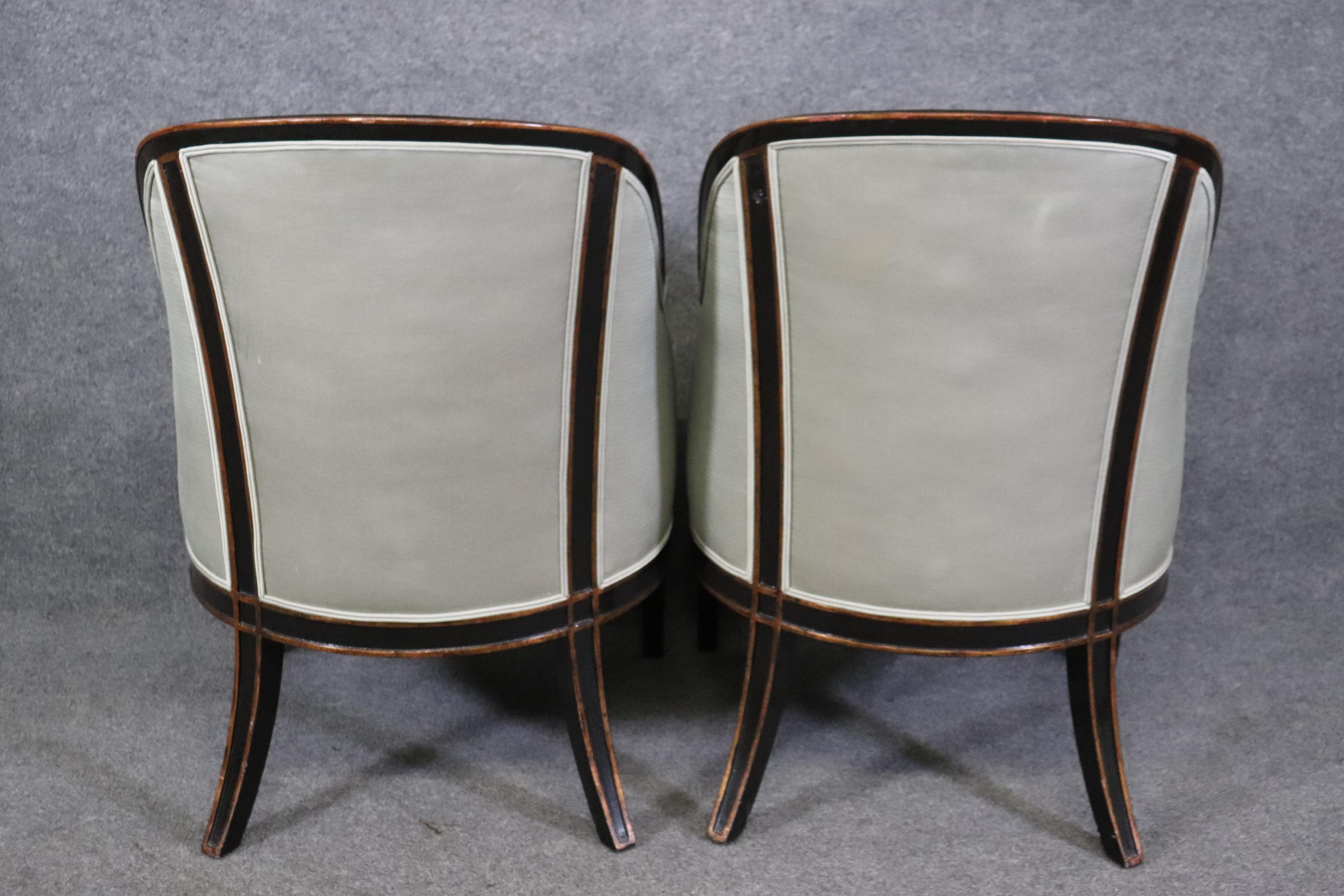 Unknown Pair of French Regency Style Ebonized Swan Bergeres Armchairs