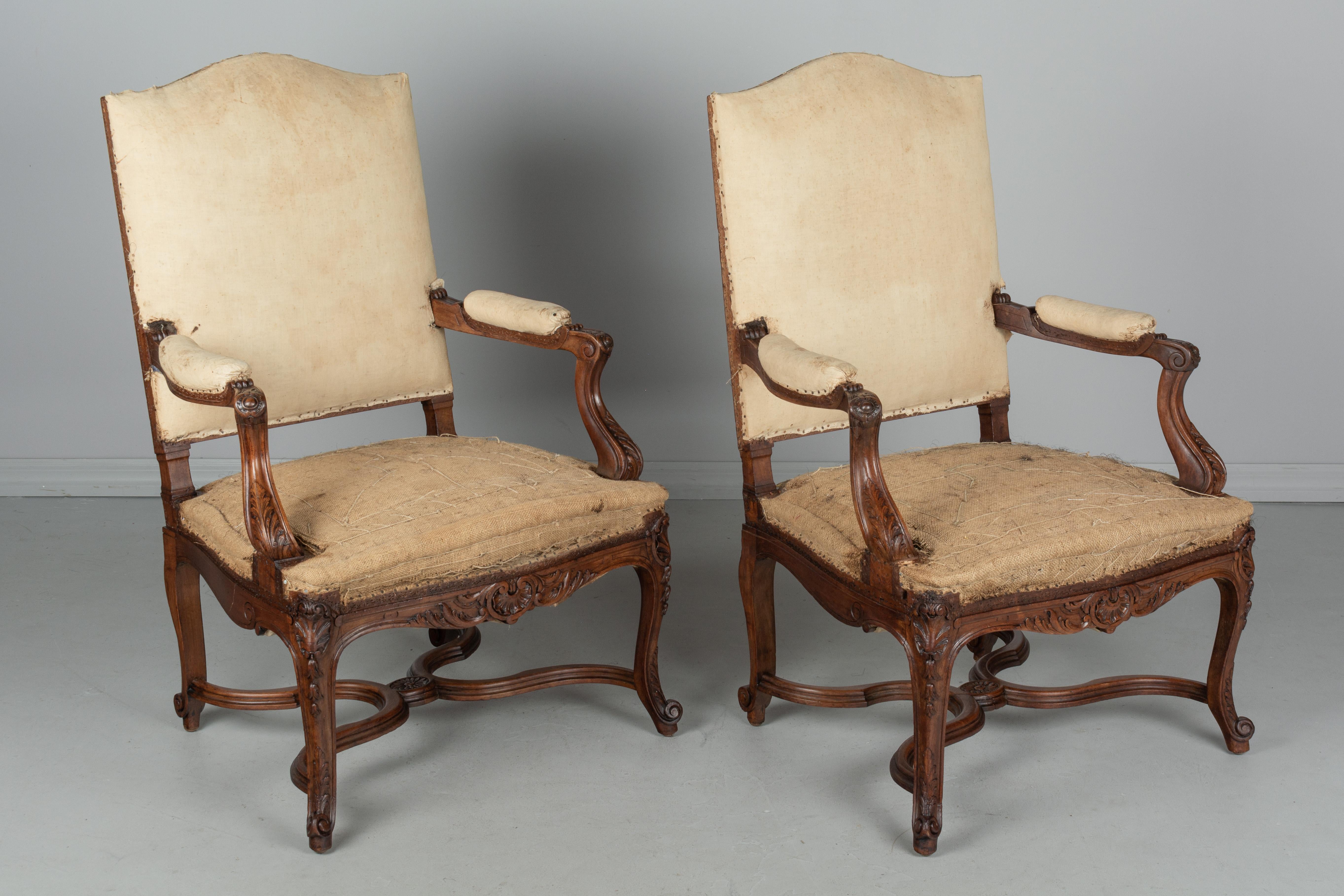 Pair of French Regency Style Fauteuils 1